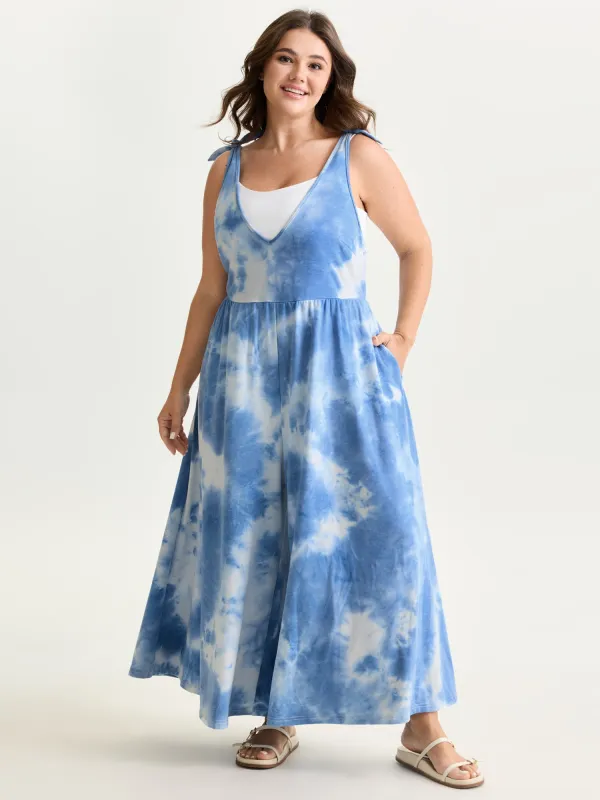 Tie Dye Stretchy Sleeveless Jumpsuit made by Bloomchic