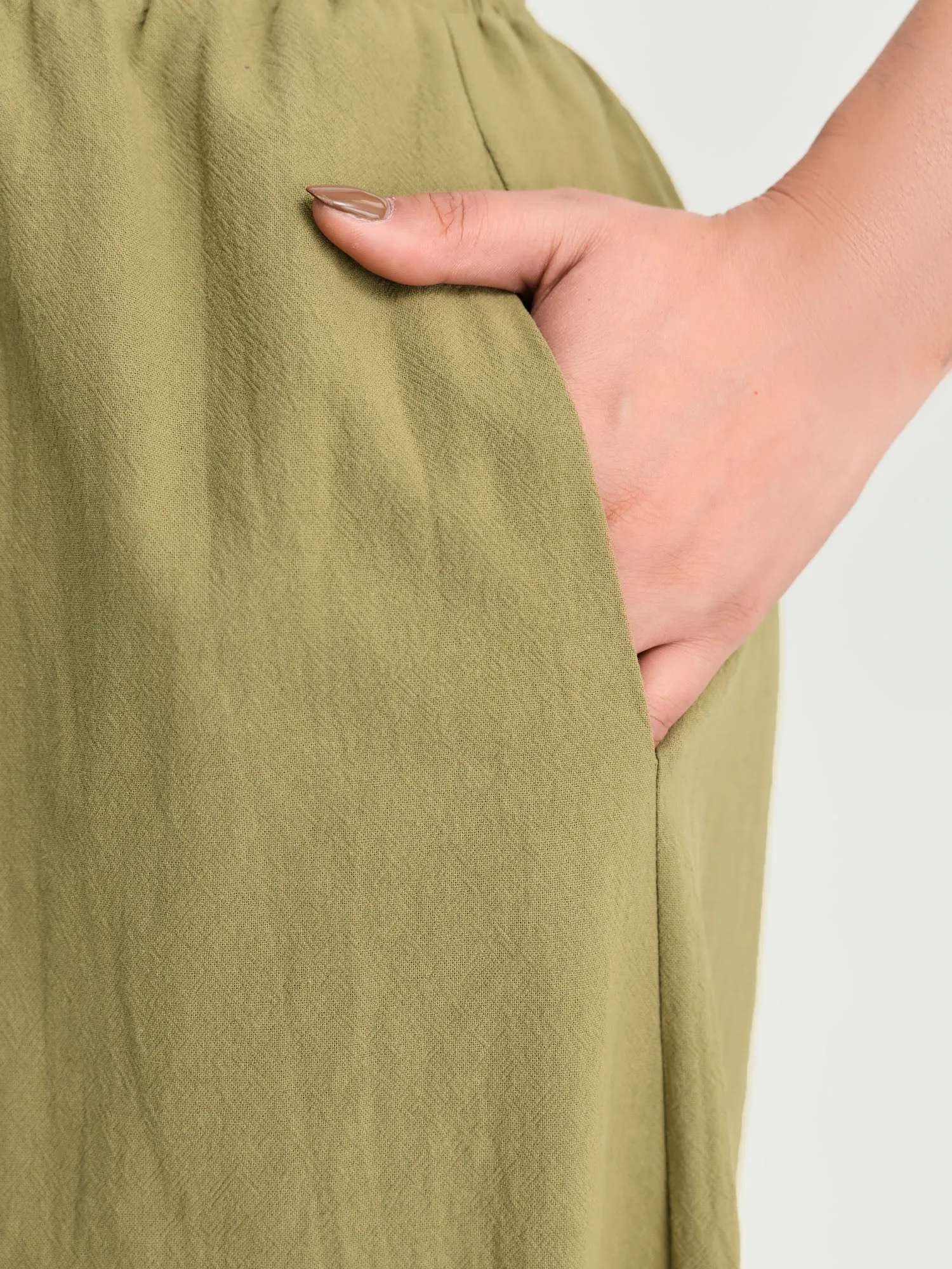Cotton Lace Trim Drawstring Waist Wide Leg Pants sold by Bloomchic product image thumbnail 3
