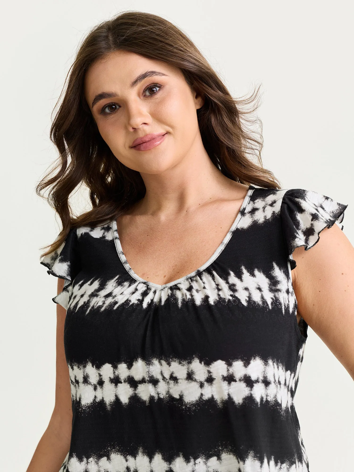 Cotton Stretchy Tie-Dye Effect Stripes Knit Top sold by Bloomchic product image thumbnail 2