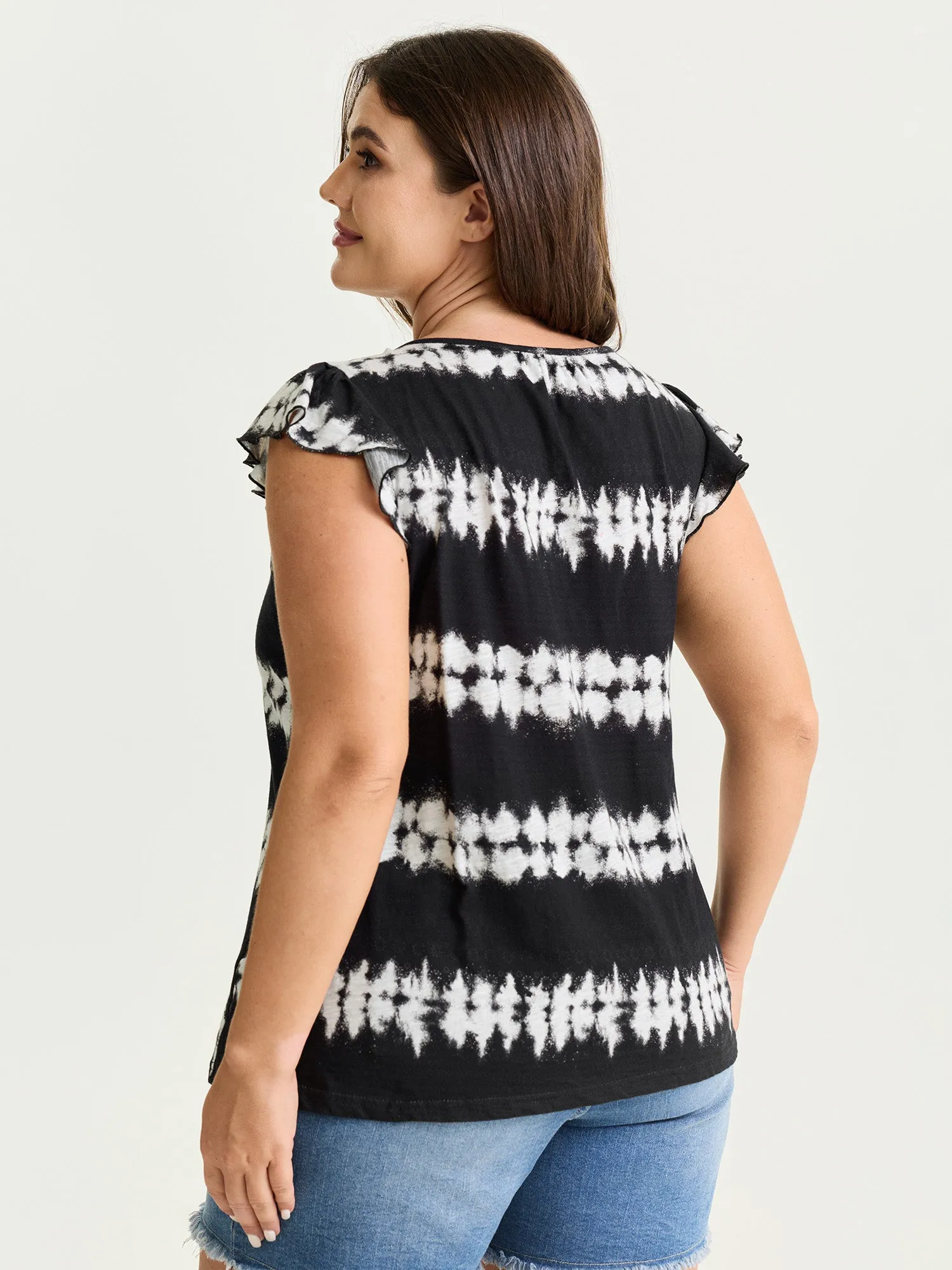 Cotton Stretchy Tie-Dye Effect Stripes Knit Top sold by Bloomchic product image thumbnail 5