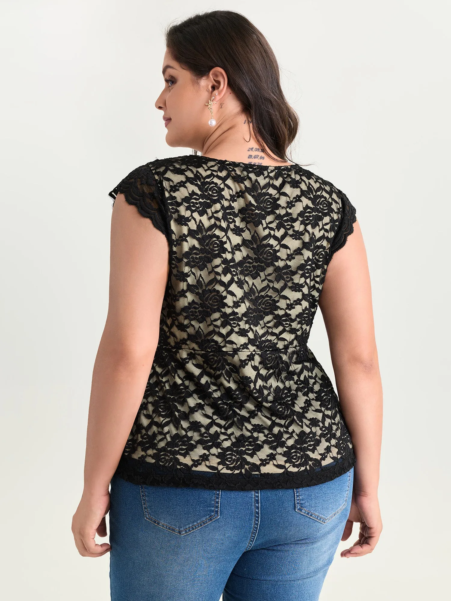 Floral Lace Mesh V-Neck Top sold by Bloomchic product image thumbnail 4