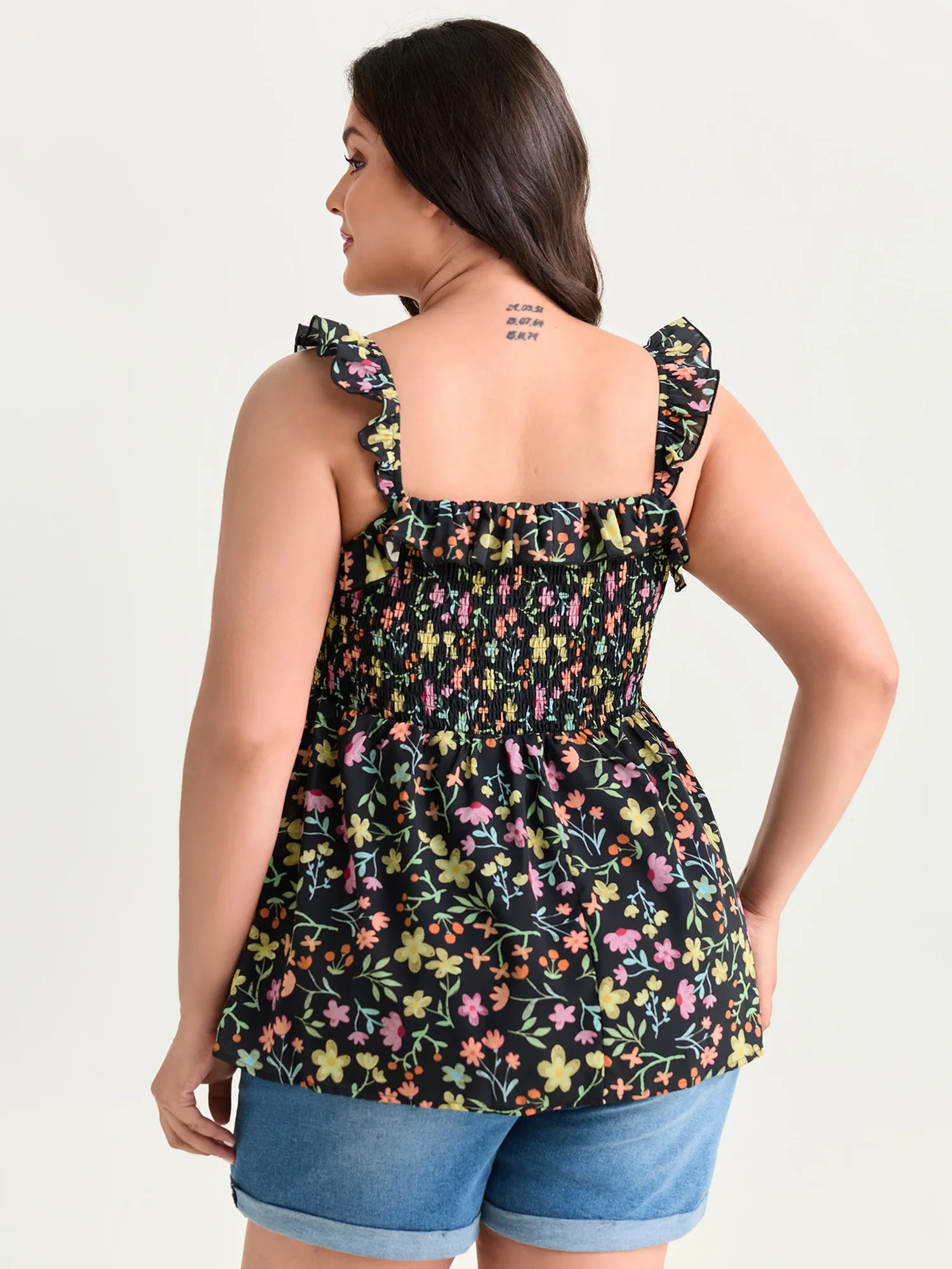 Floral Print Shirred Fit And Flare Tank Top sold by Bloomchic product image thumbnail 4