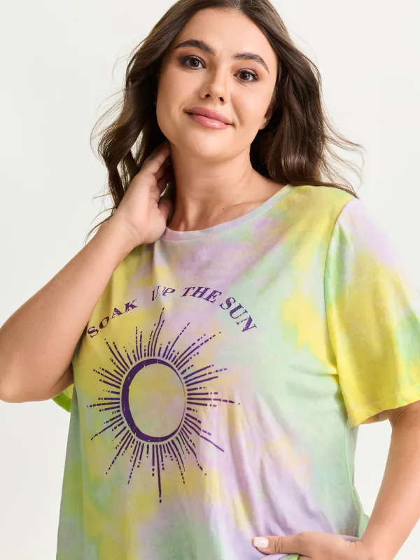 Sun-soaked Print Ombre Gradient T-Shirt made by Bloomchic