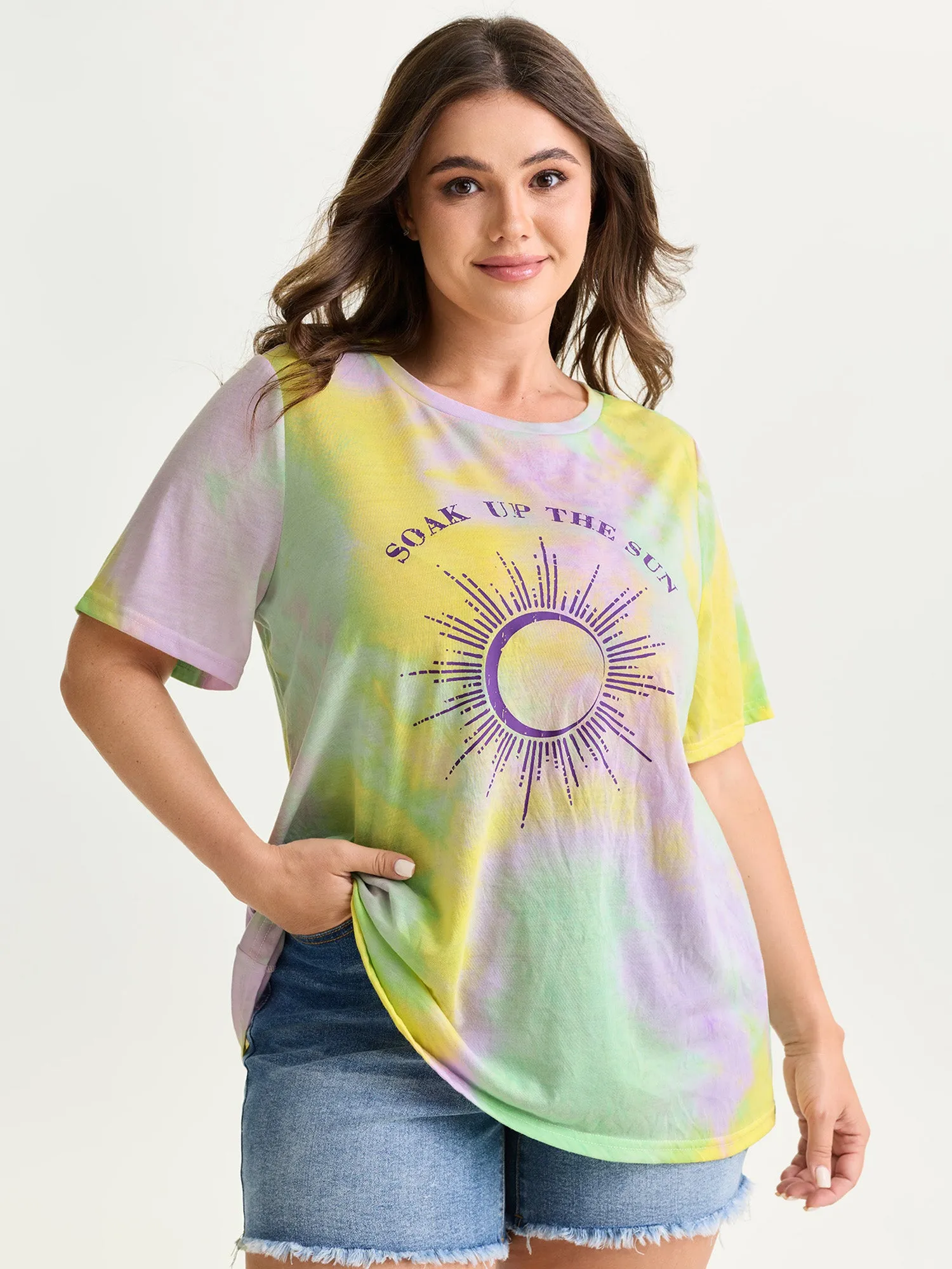 Sun-soaked Print Ombre Gradient T-Shirt sold by Bloomchic product image thumbnail 2