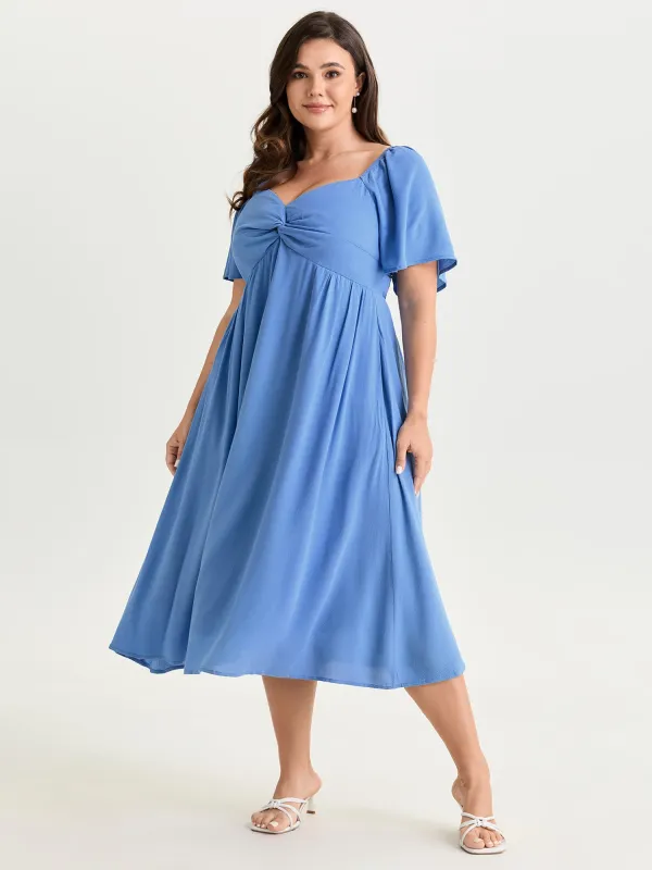 Ruched Bodice Stretchy Flowy Midi Dress made by Bloomchic