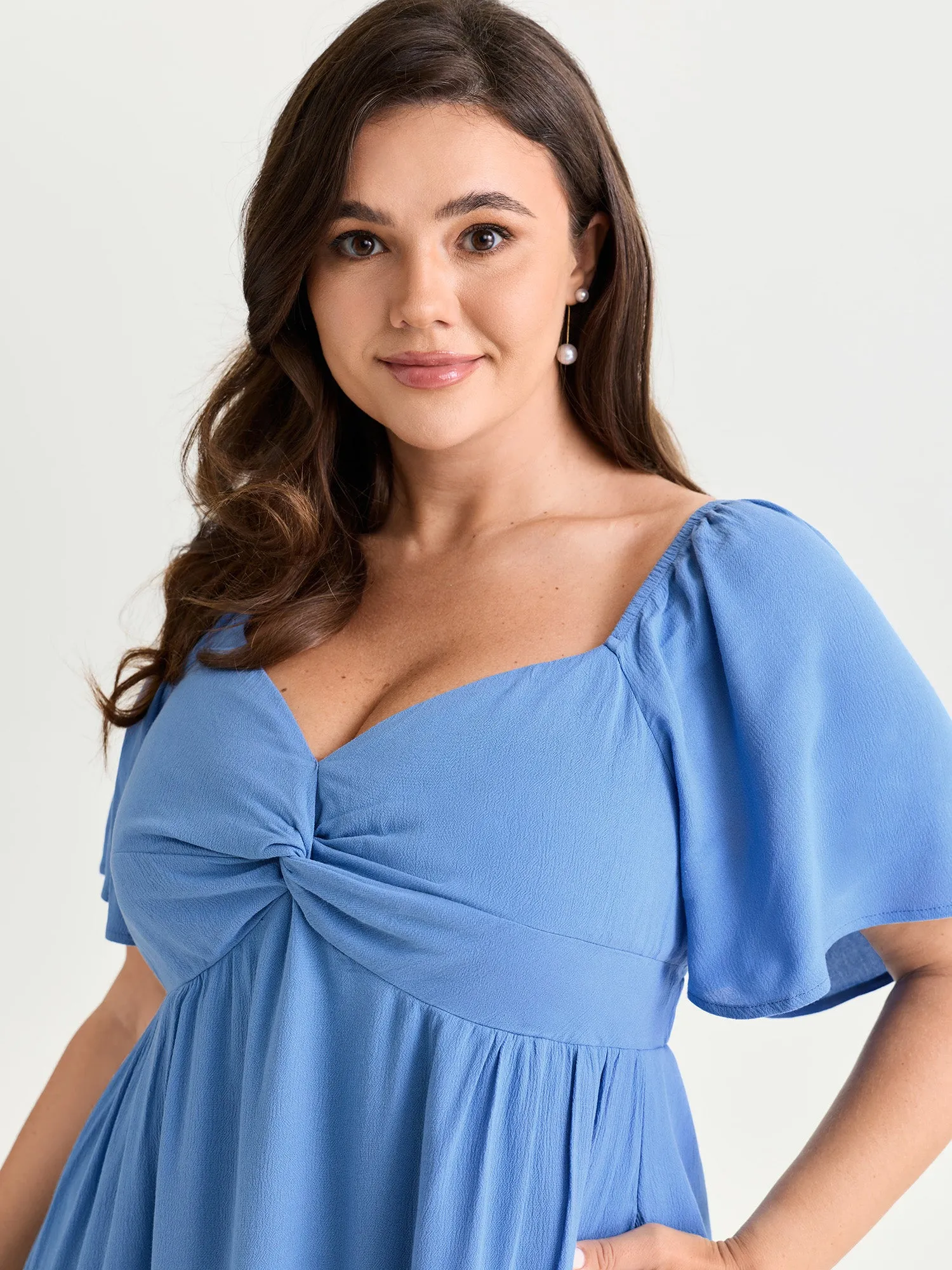 Ruched Bodice Stretchy Flowy Midi Dress sold by Bloomchic product image thumbnail 2