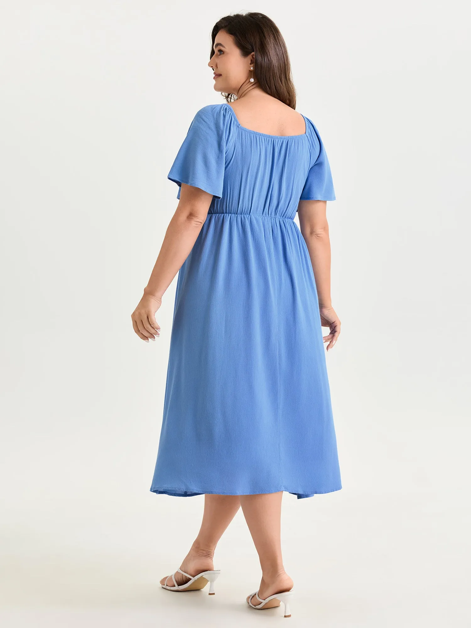 Ruched Bodice Stretchy Flowy Midi Dress sold by Bloomchic product image thumbnail 3