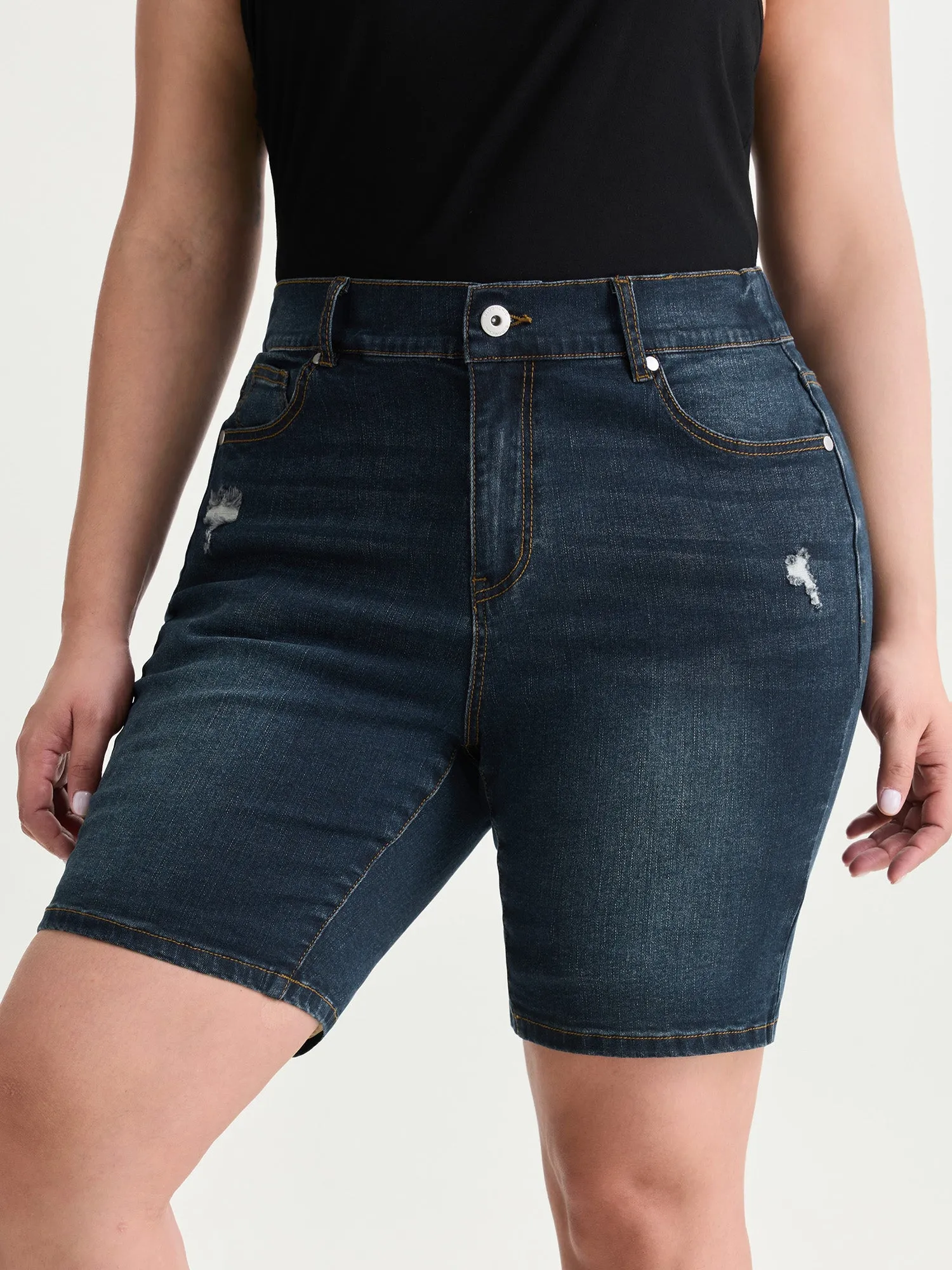 Stretchy Back Elastic Waistband Denim Shorts sold by Bloomchic