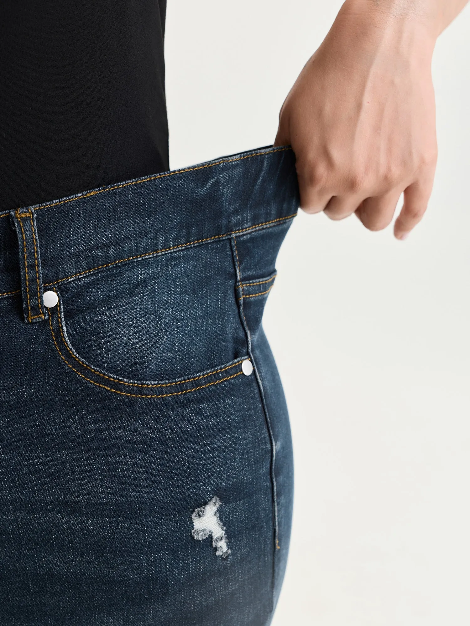 Stretchy Back Elastic Waistband Denim Shorts sold by Bloomchic product image thumbnail 5