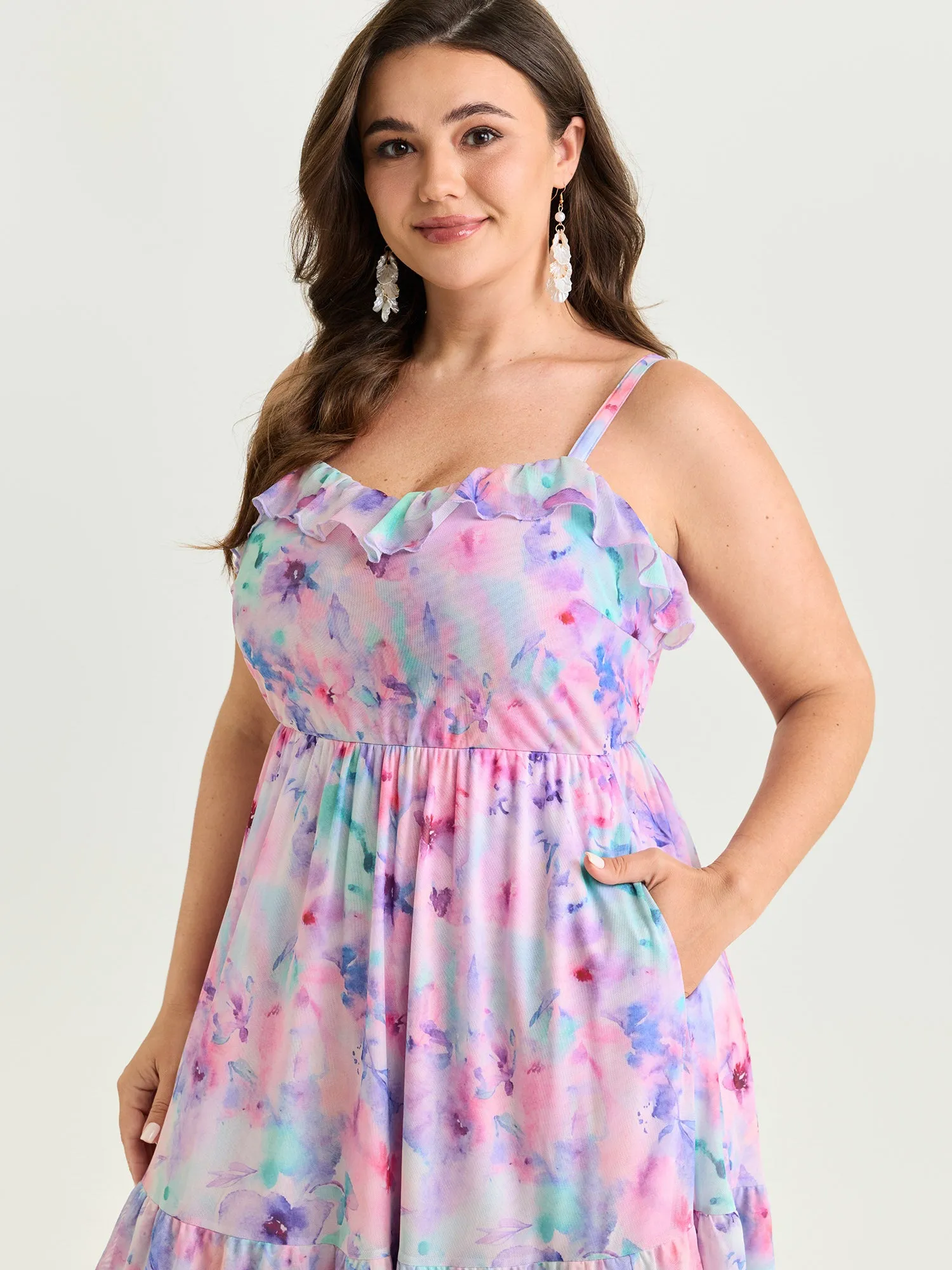 Soft Floral Mesh Print Flowy Maxi Dress sold by Bloomchic product image thumbnail 2