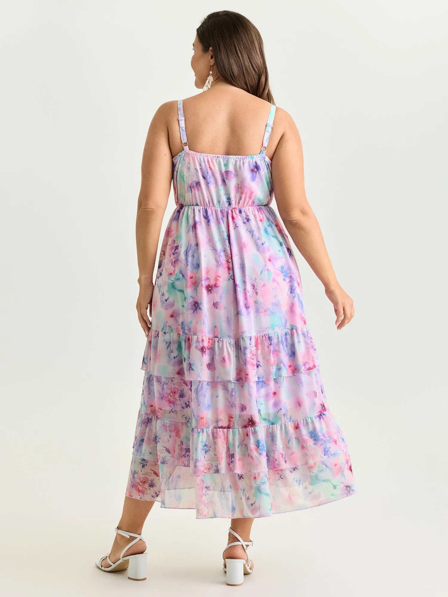 Soft Floral Mesh Print Flowy Maxi Dress sold by Bloomchic product image thumbnail 4