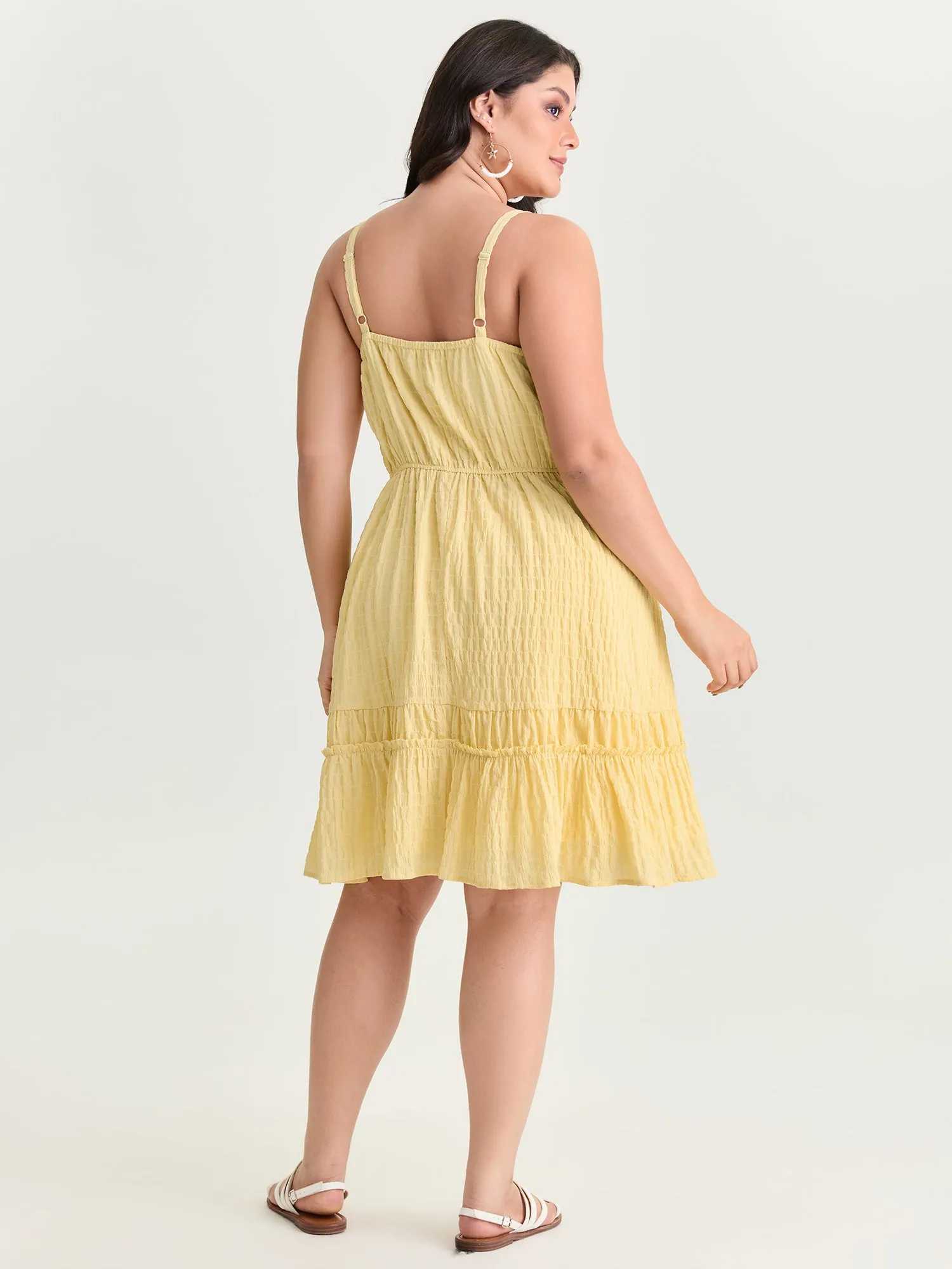 Cinched-Waist Ruffled Hem Mini Dress sold by Bloomchic product image thumbnail 4