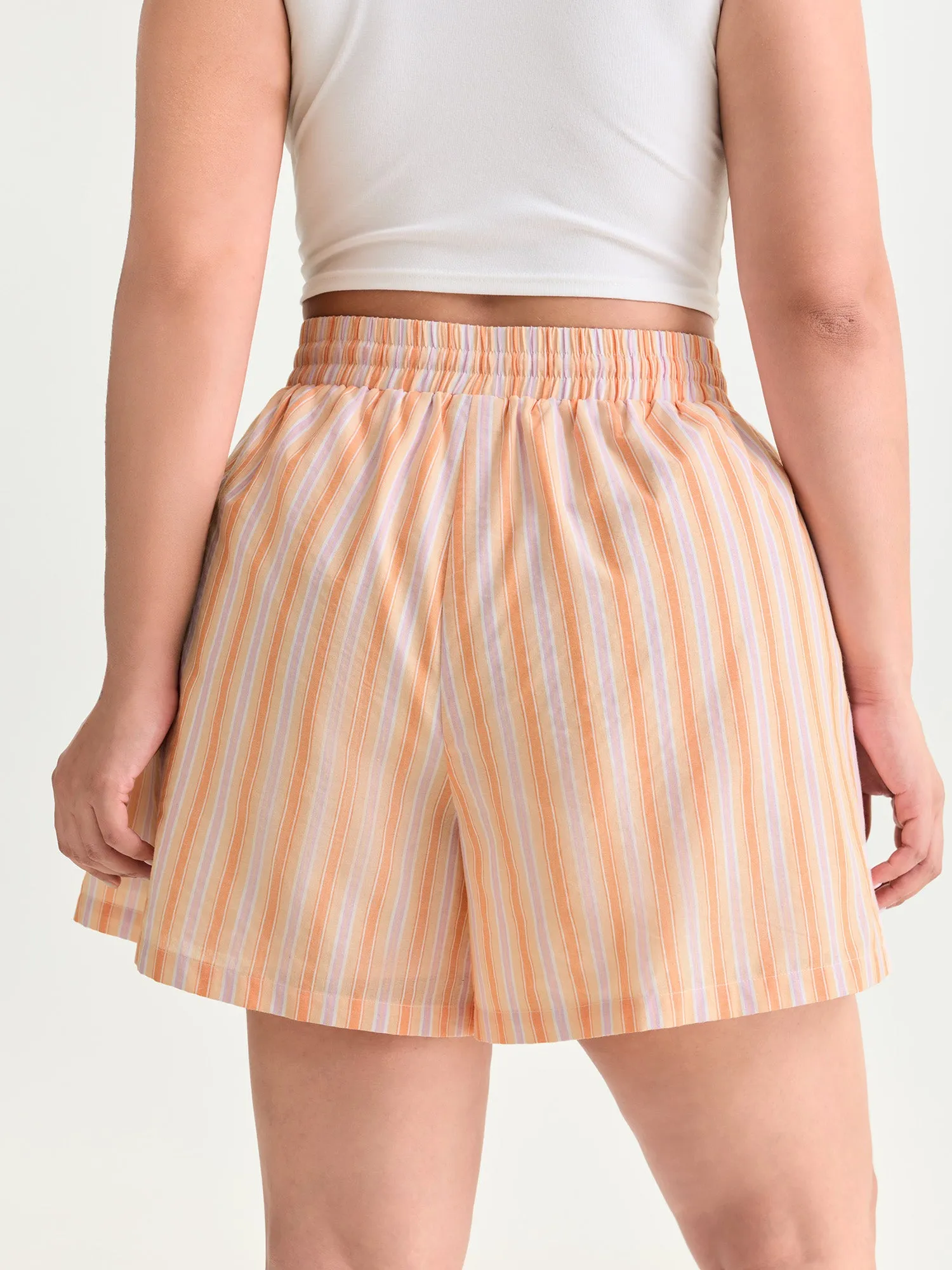 Cotton Striped Elastic Waist Drawstring Shorts sold by Bloomchic product image thumbnail 5