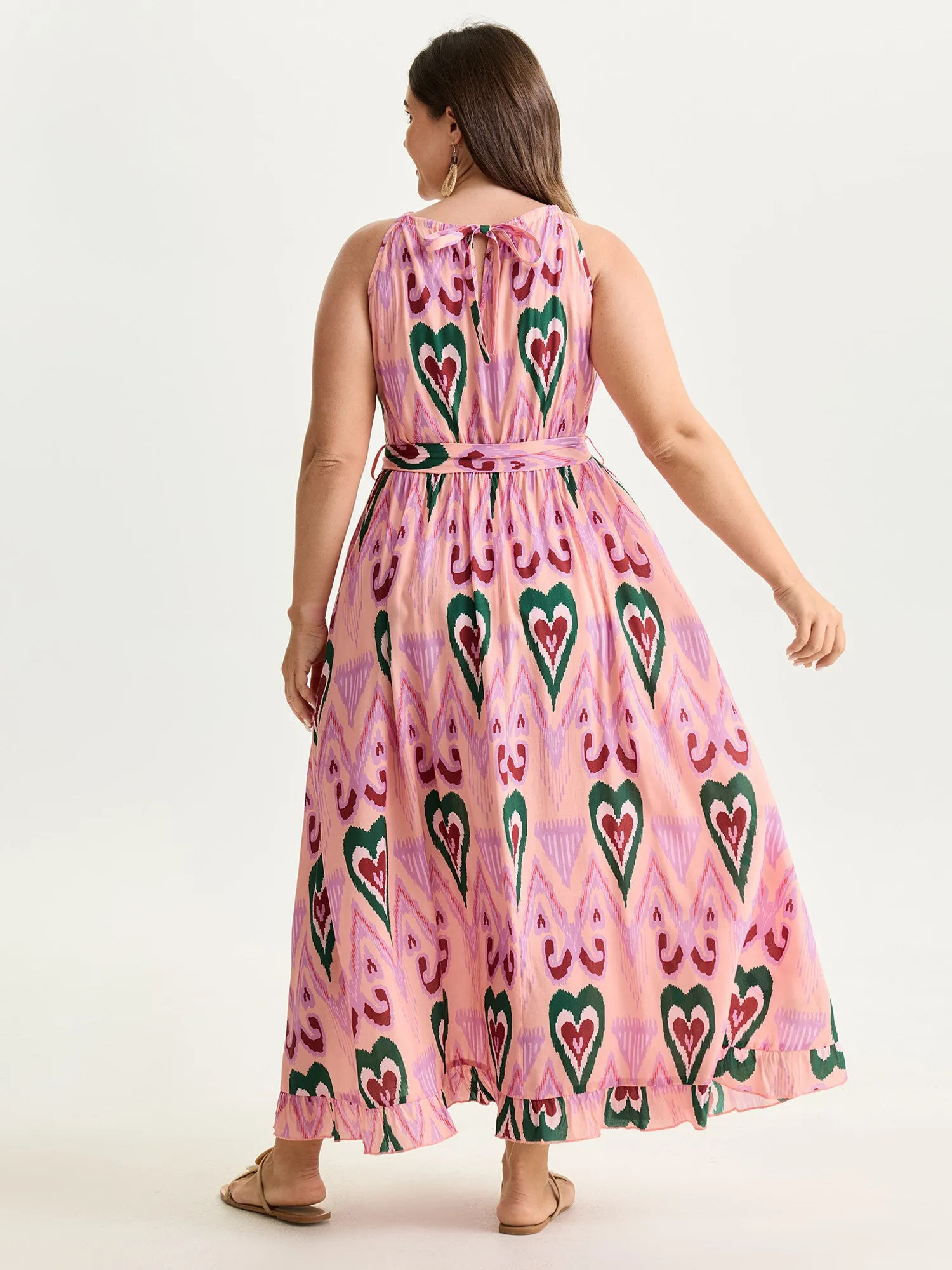 Heart Print Halter Neck Belted Maxi Dress sold by Bloomchic product image thumbnail 4