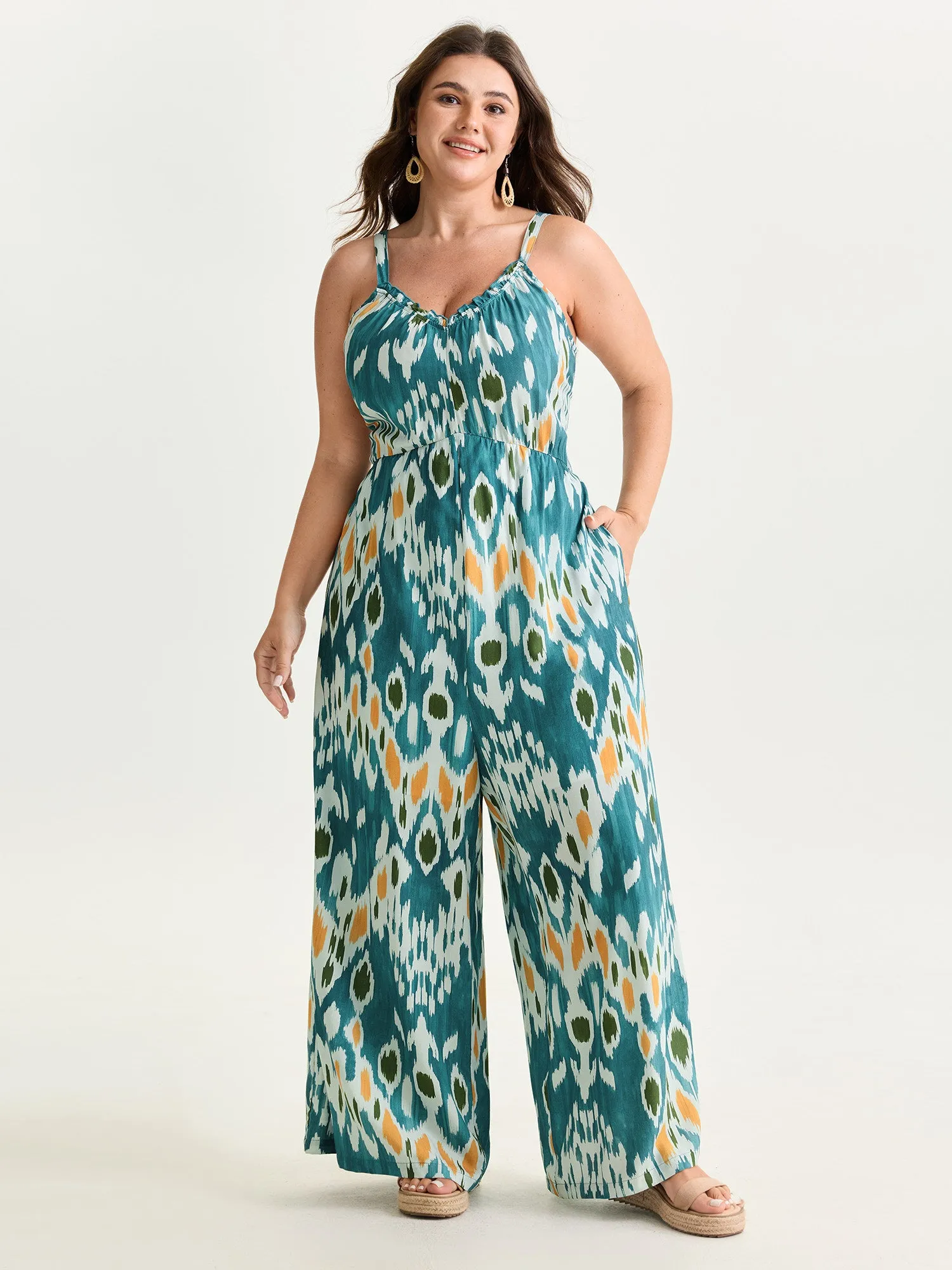 Abstract Print Spaghetti Strap Wide Leg Jumpsuit sold by Bloomchic product image thumbnail 3