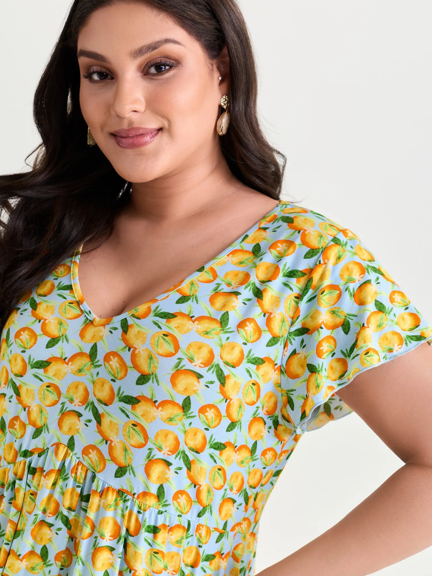 Cotton Stretchy Floral Print V-Neckline Knit Top sold by Bloomchic product image thumbnail 2