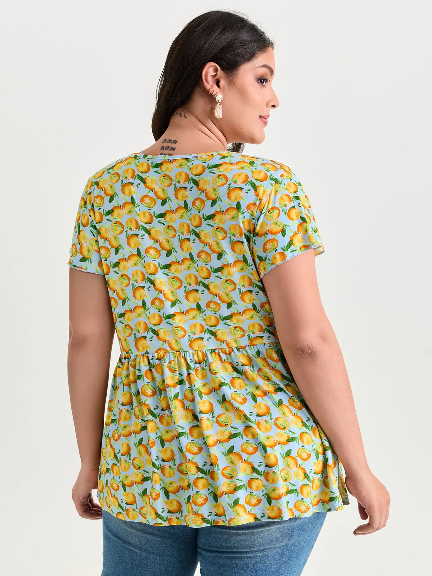 Cotton Stretchy Floral Print V-Neckline Knit Top sold by Bloomchic product image thumbnail 5
