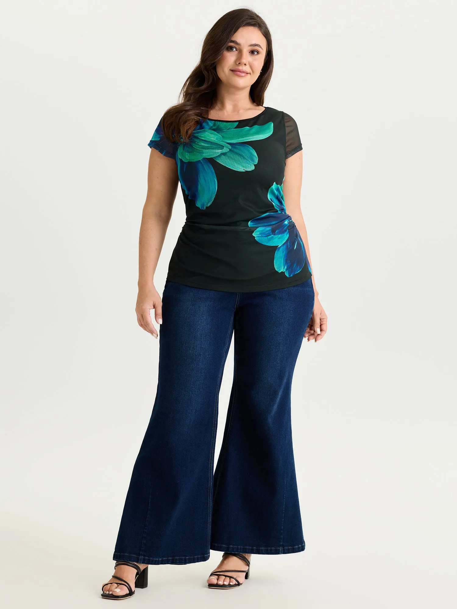 Floral Print Boat Neckline Fitted T-Shirt sold by Bloomchic product image thumbnail 3