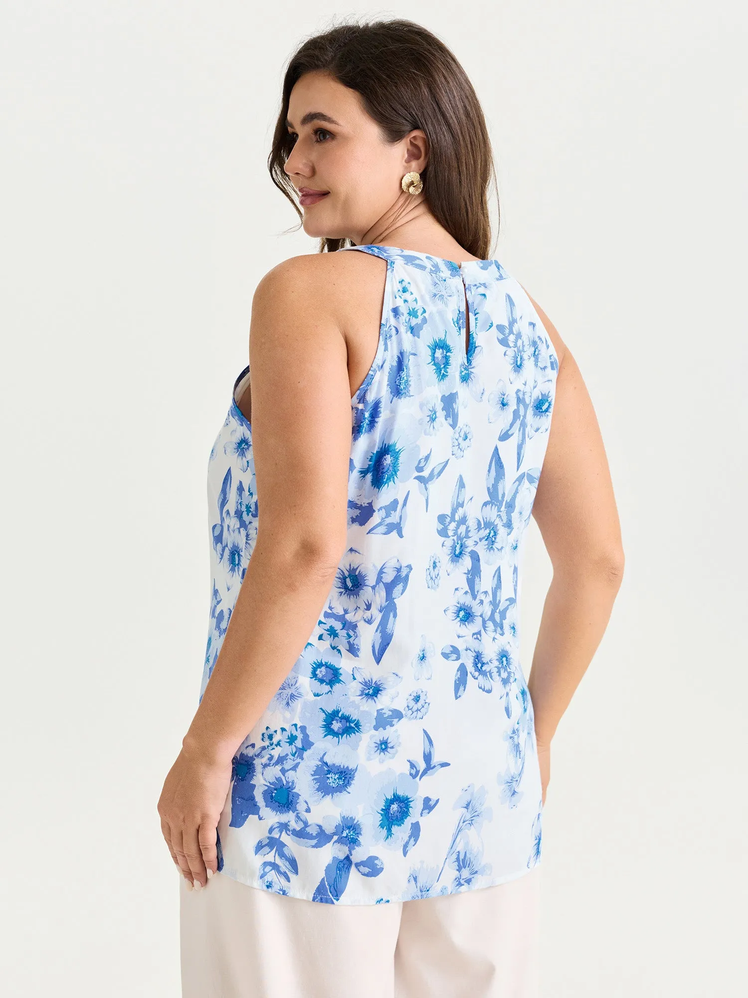 Floral Print Halter Neckline Tank Top sold by Bloomchic product image thumbnail 5