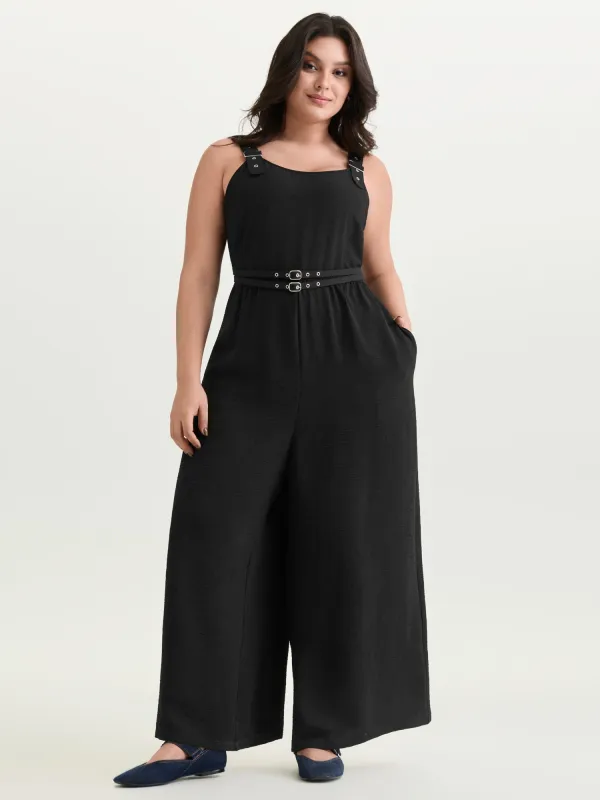 Shirred Waist-Defining Flowy Jumpsuit made by Bloomchic