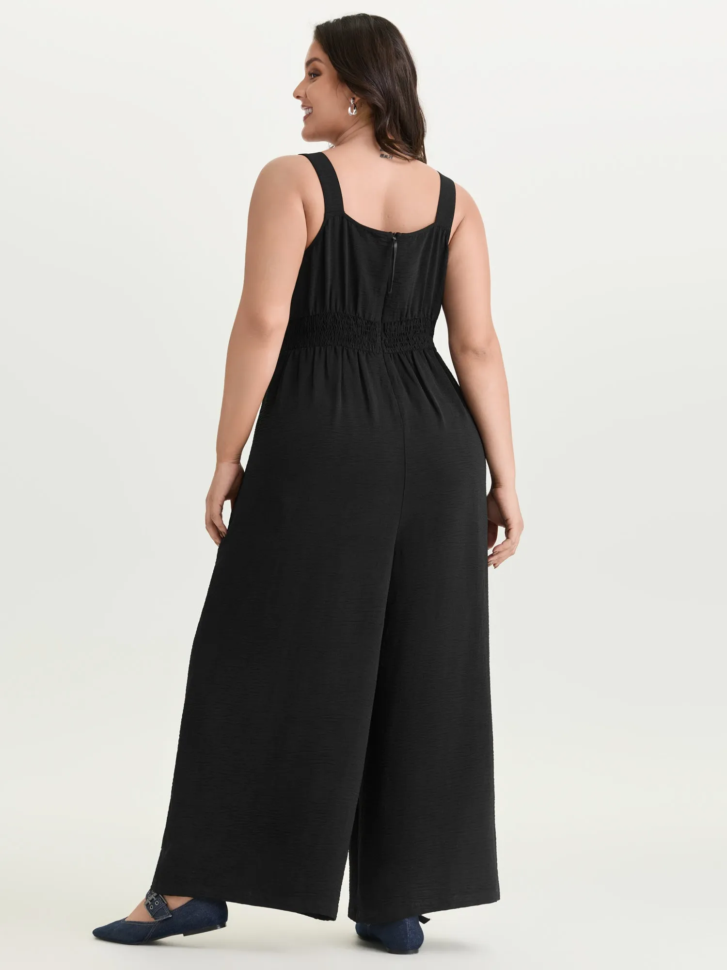 Shirred Waist-Defining Flowy Jumpsuit sold by Bloomchic product image thumbnail 4