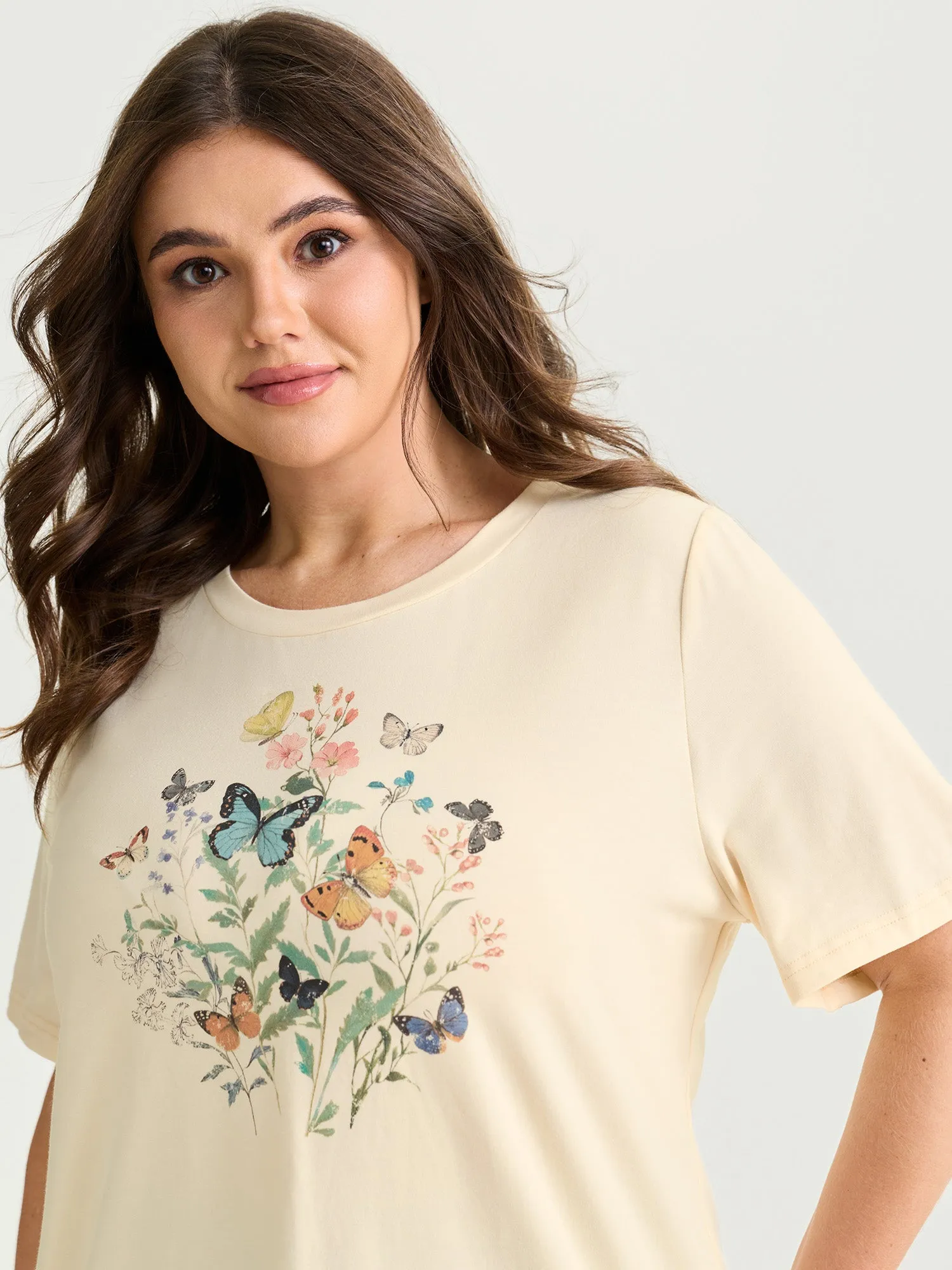 Butterfly Print Flared Sleeve T-Shirt sold by Bloomchic product image thumbnail 2