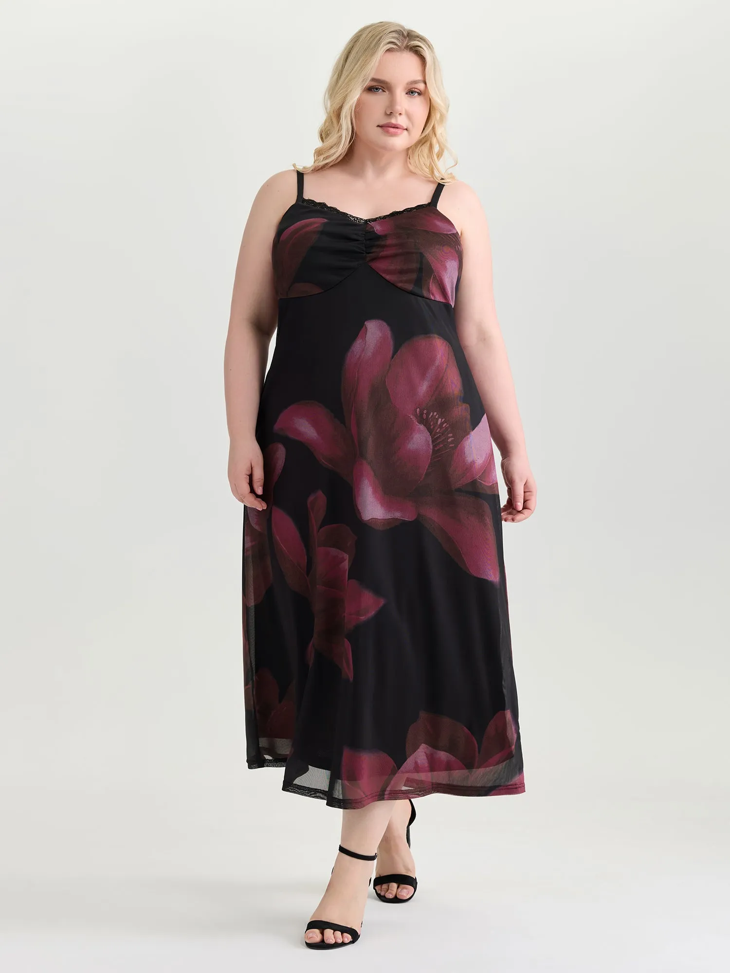 Floral Print Ruched Cami Midi Dress sold by Bloomchic product image thumbnail 3