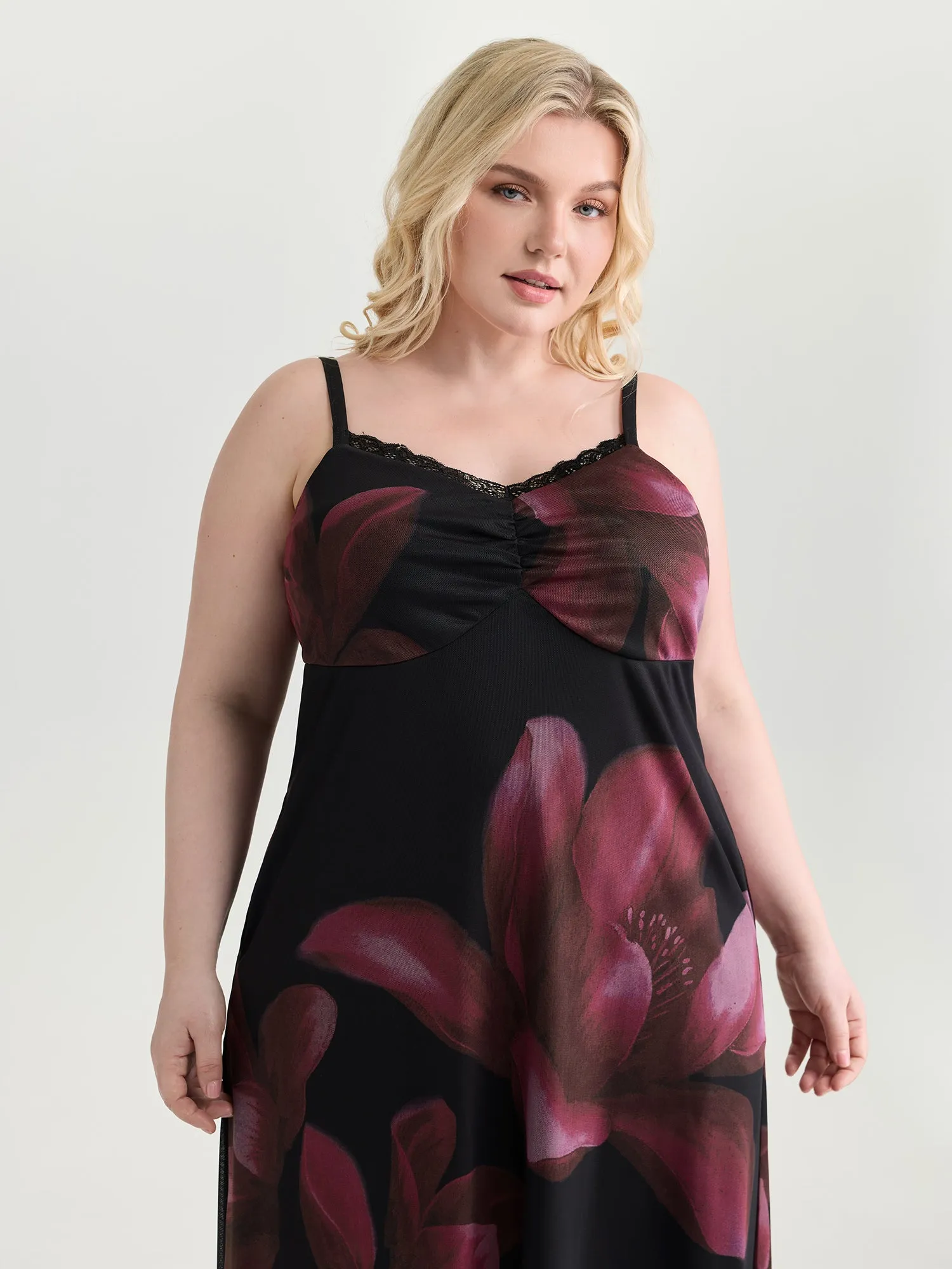 Floral Print Ruched Cami Midi Dress sold by Bloomchic product image thumbnail 2