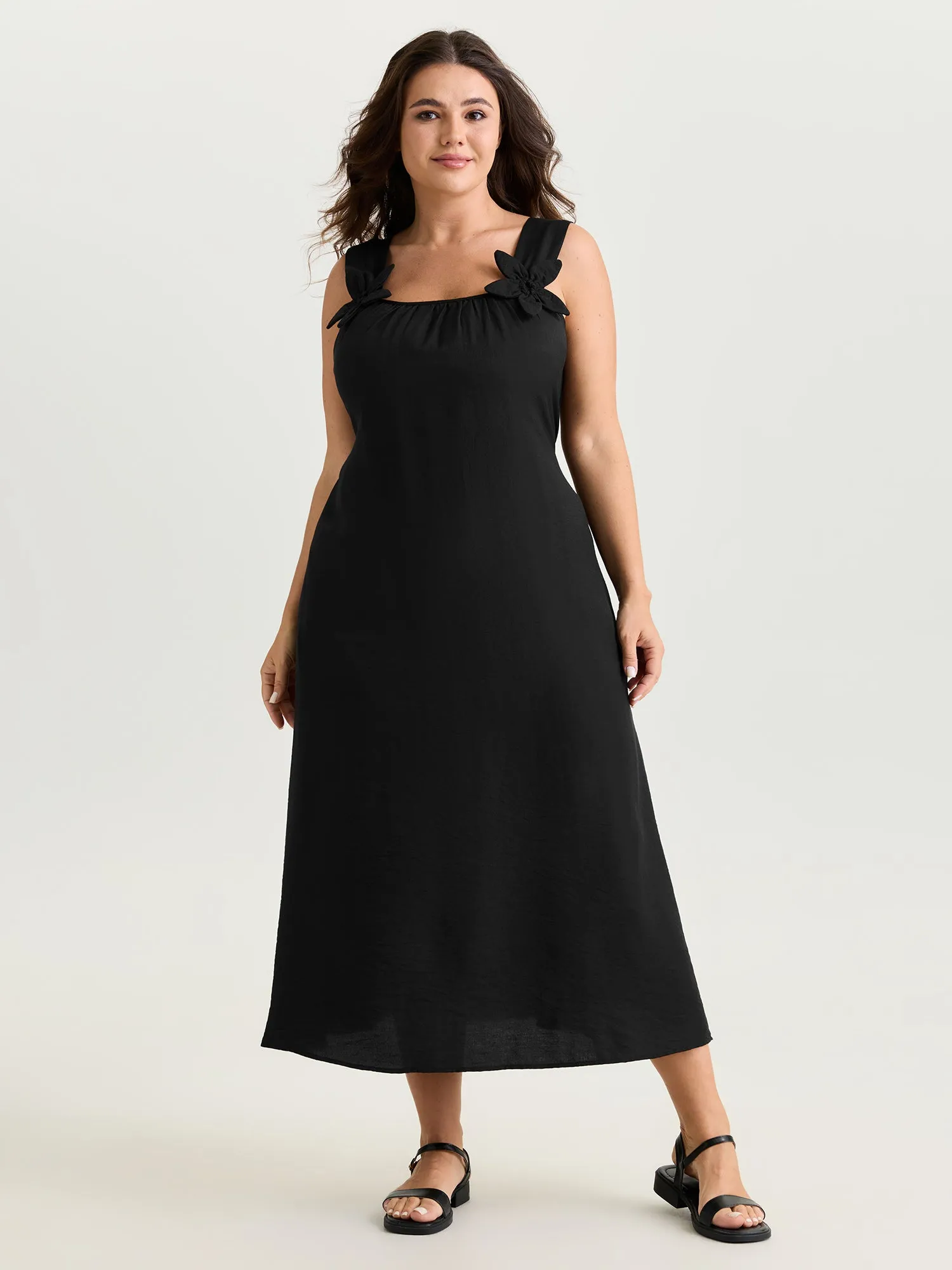 Floral Strap Pleated Flowy Maxi Dress sold by Bloomchic product image thumbnail 3