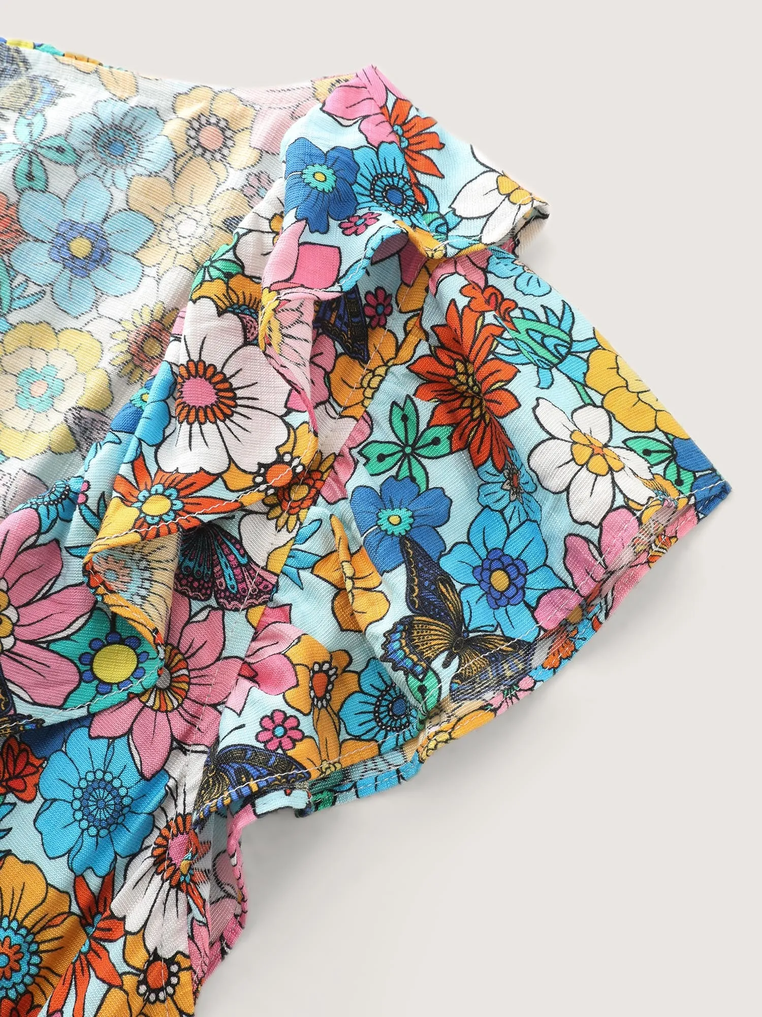 Playful Floral Print Ruffled Straps Midi Dress sold by Bloomchic product image thumbnail 5
