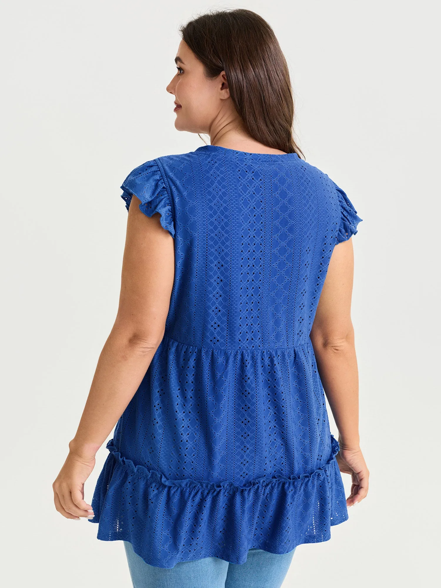 Textured Ruffled Hem V-Neck Knit Top sold by Bloomchic product image thumbnail 4