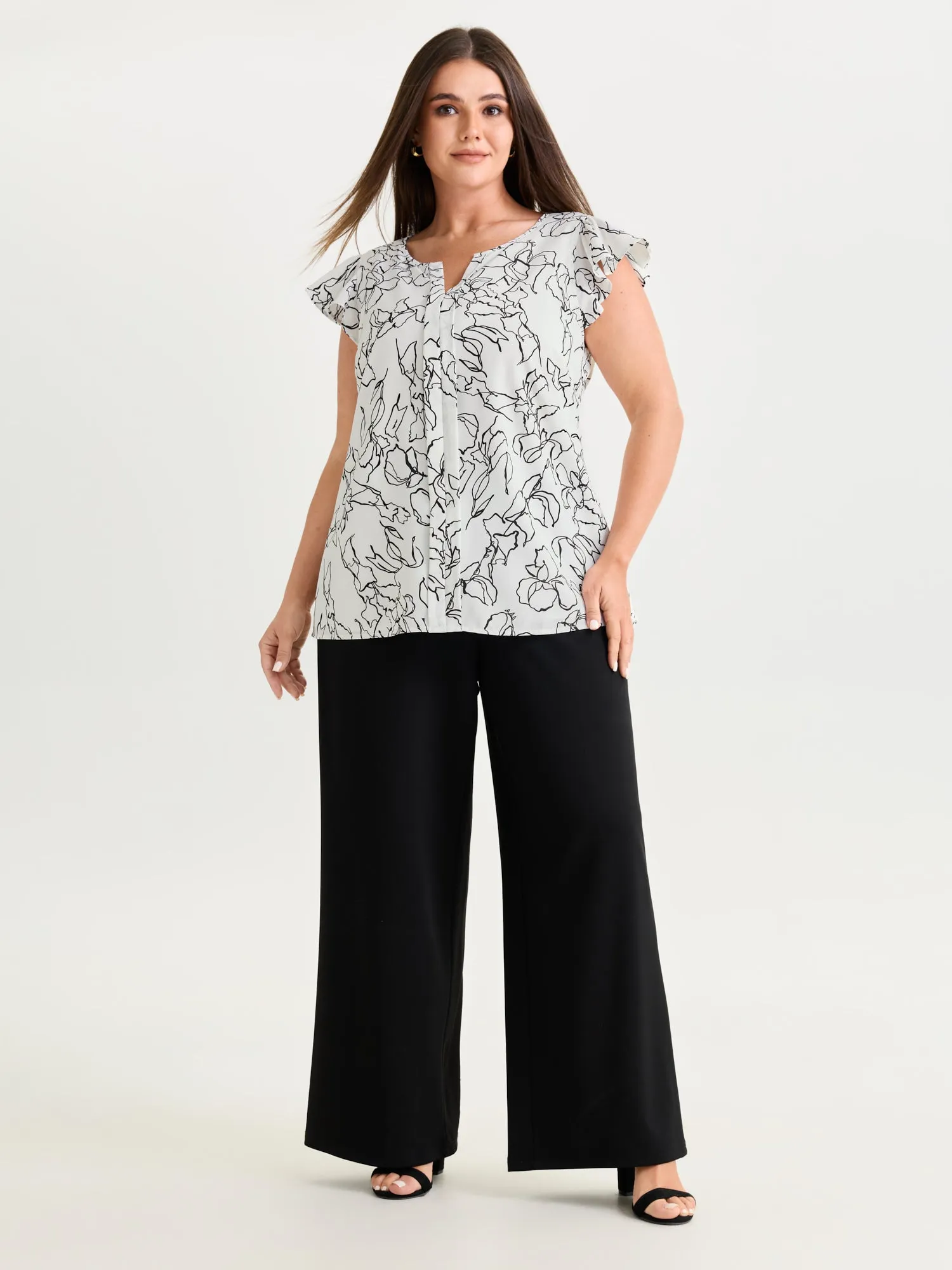 Floral Abstract Print Ruffled Sleeve Blouse sold by Bloomchic product image thumbnail 3