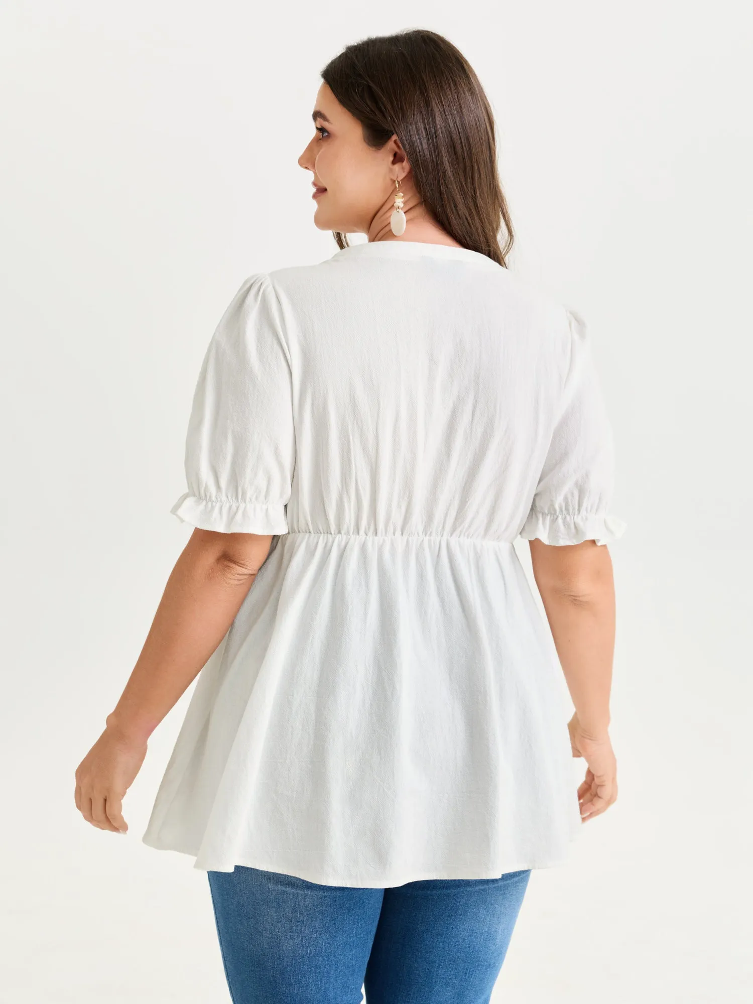 Cotton Floral Embroidered Notched Collar Blouse sold by Bloomchic product image thumbnail 4