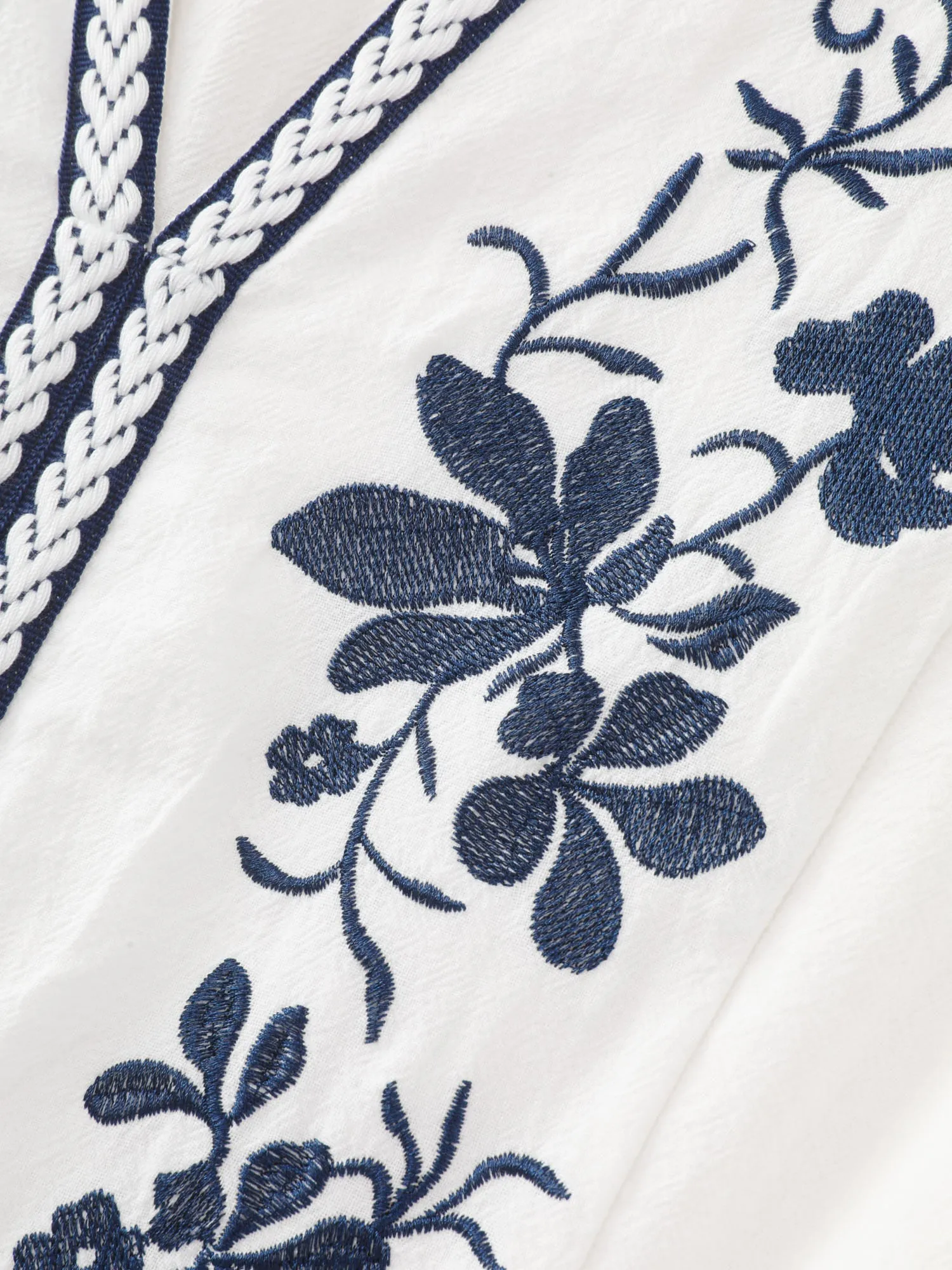 Cotton Floral Embroidered Notched Collar Blouse sold by Bloomchic product image thumbnail 5