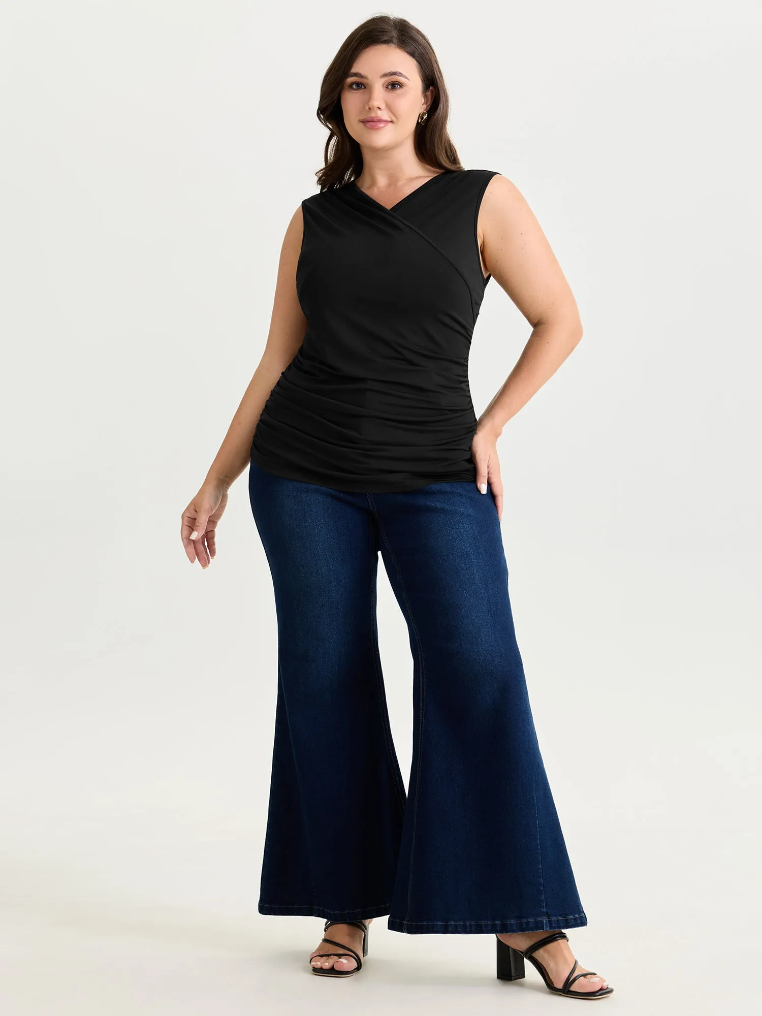 Stretchy Overlap Neckline Solid Tank Top sold by Bloomchic product image thumbnail 4