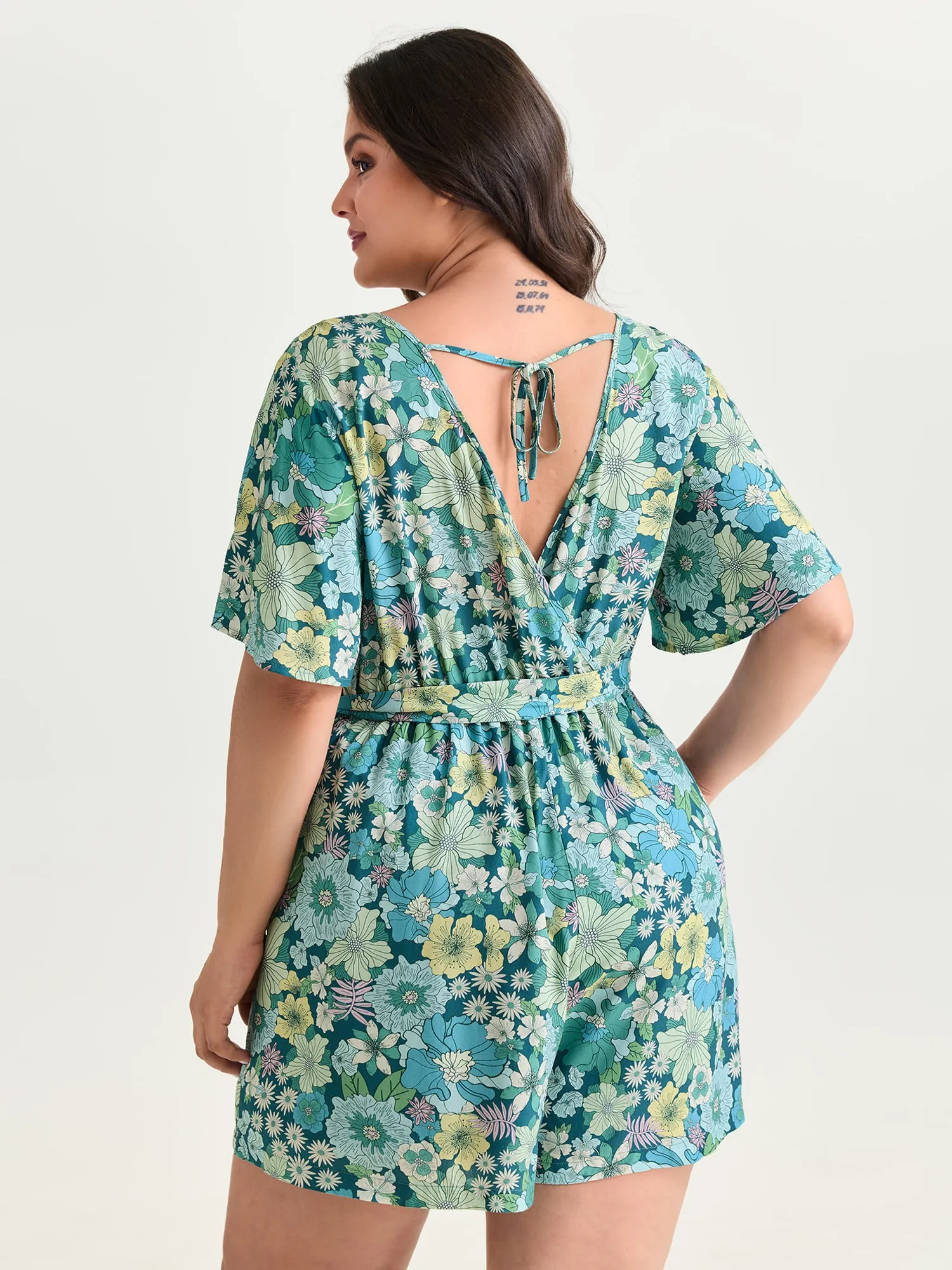 Floral Print Waist-Tie Romper sold by Bloomchic product image thumbnail 4