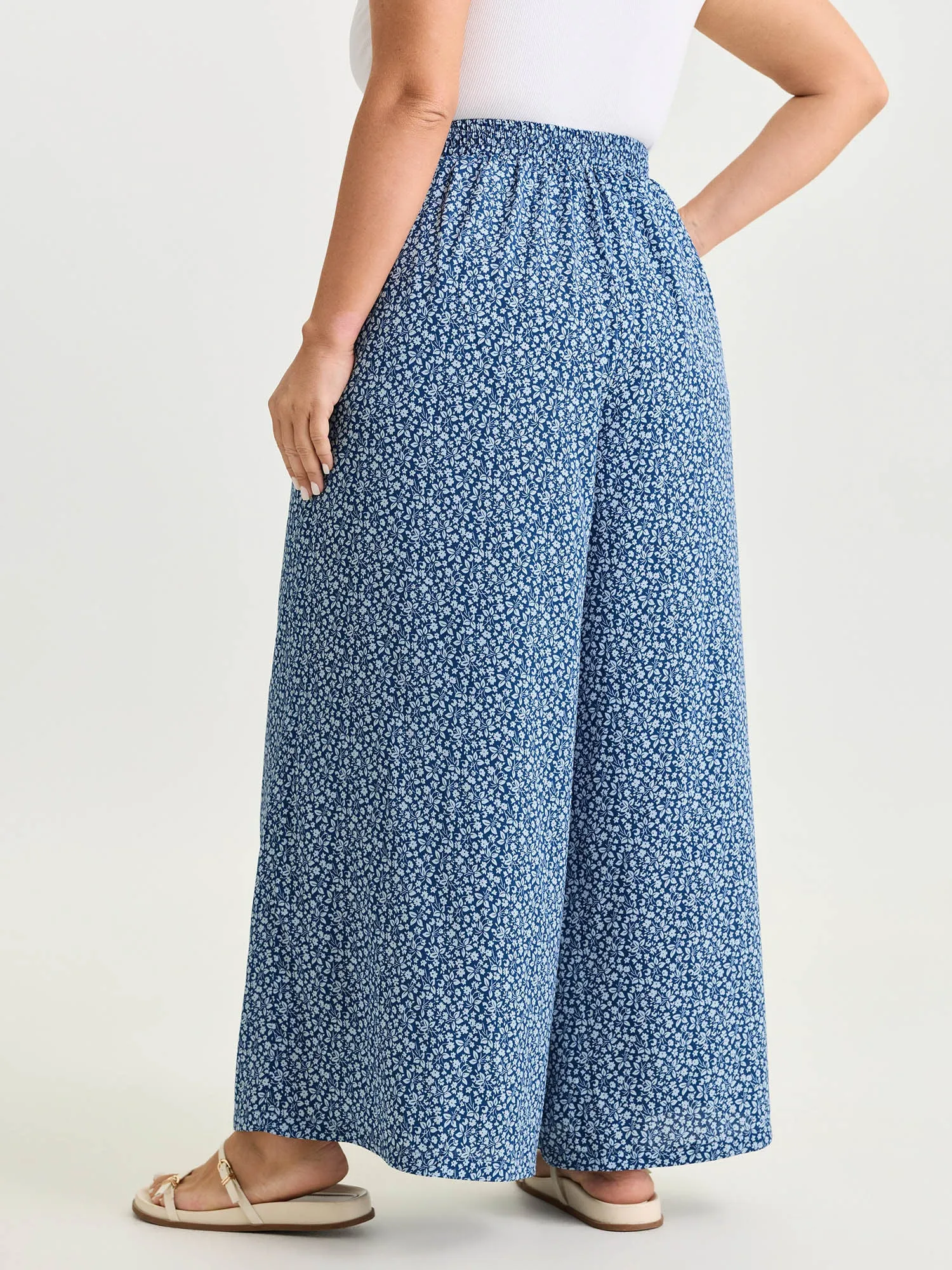 Floral Print Front Slit Wide-Leg Pants sold by Bloomchic product image thumbnail 5