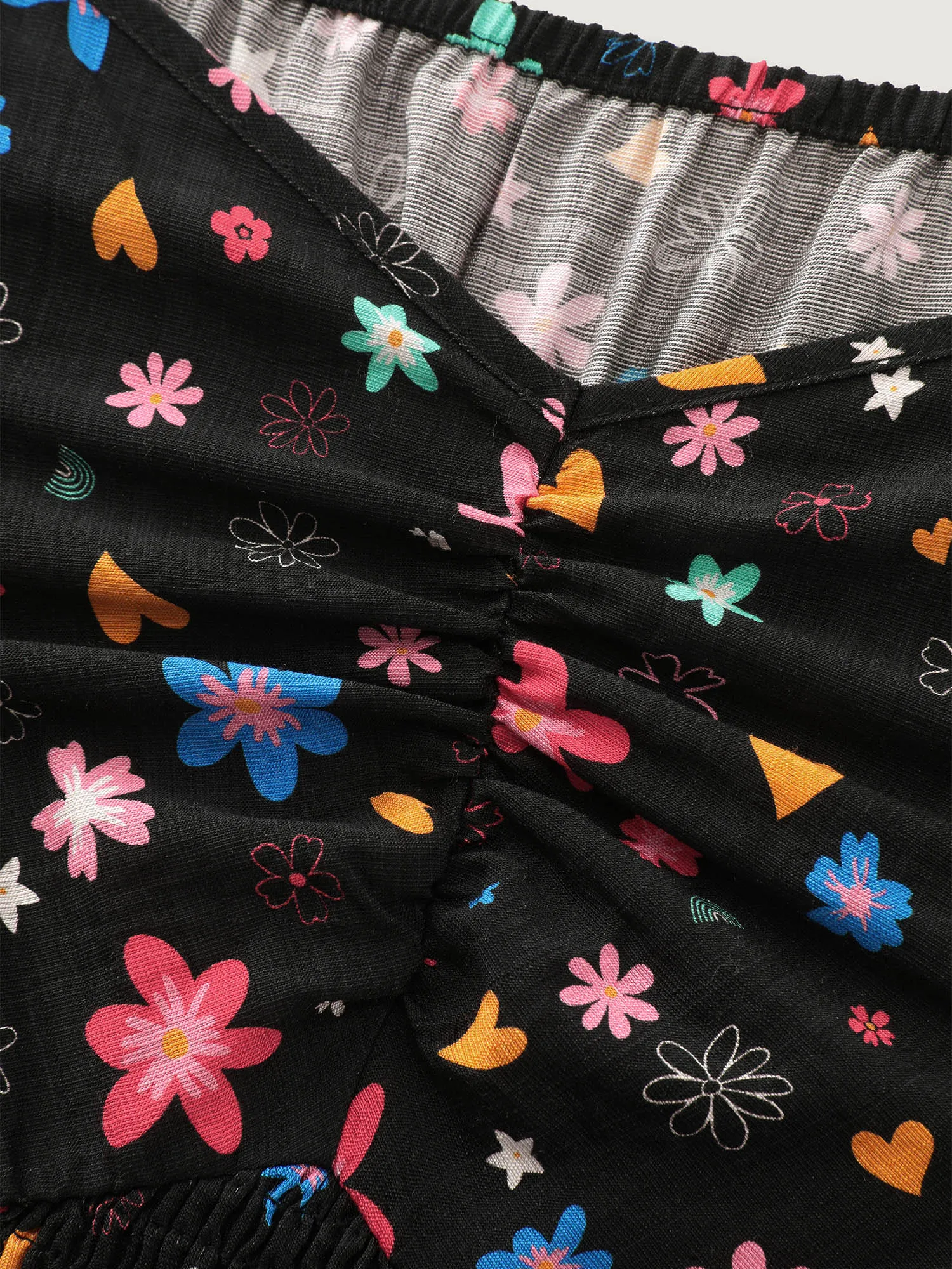 Colorful Floral Heart Print Cinched-Waist Jumpsuit sold by Bloomchic product image thumbnail 5
