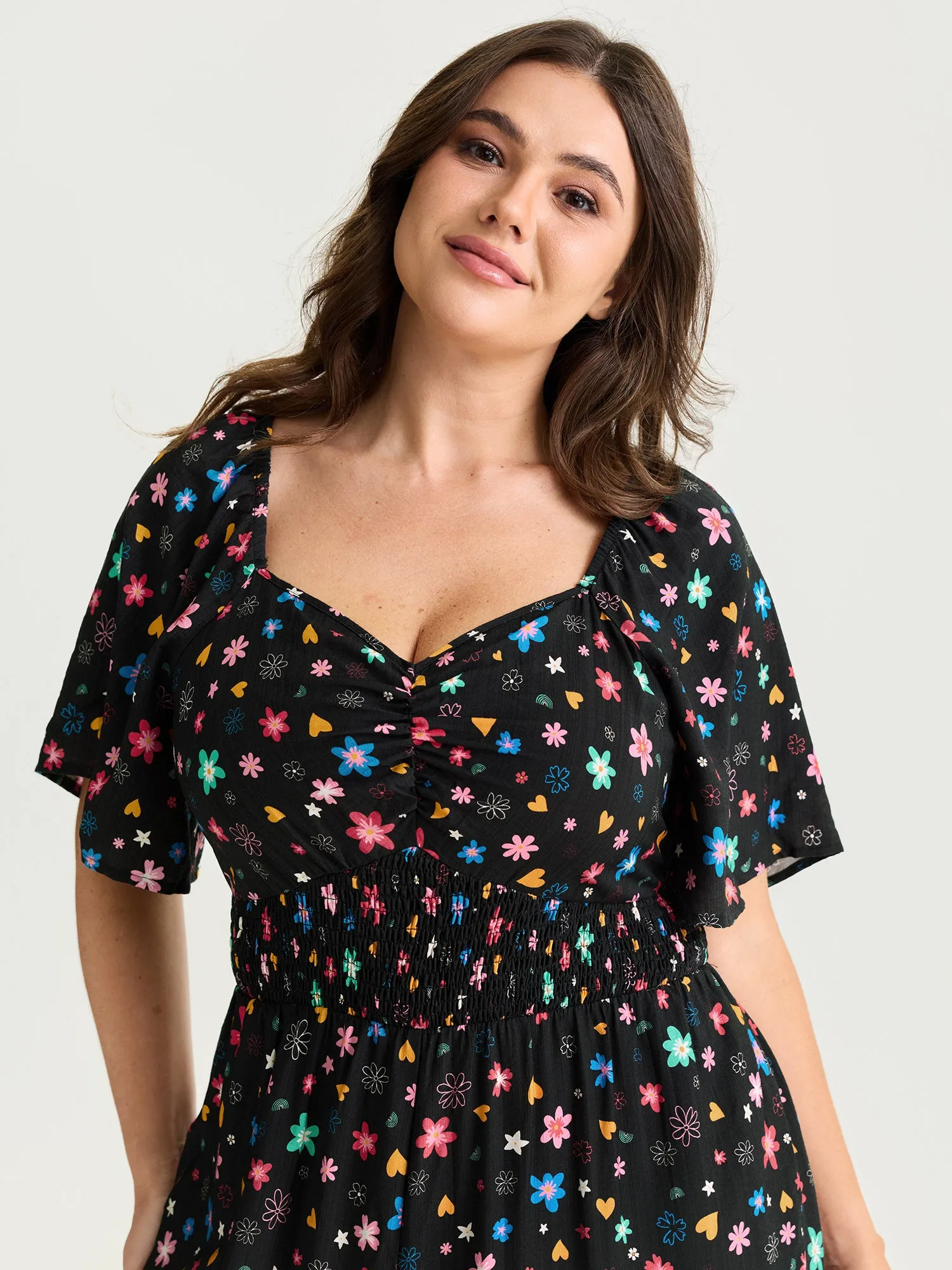 Colorful Floral Heart Print Cinched-Waist Jumpsuit sold by Bloomchic product image thumbnail 2