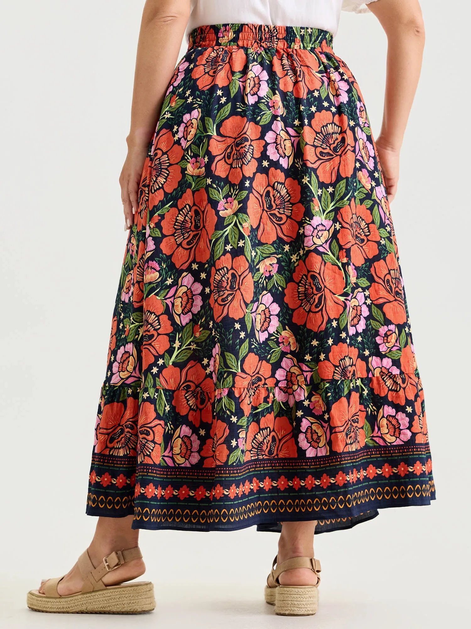 Vibrant Floral Print Flowy Maxi Skirt sold by Bloomchic product image thumbnail 5