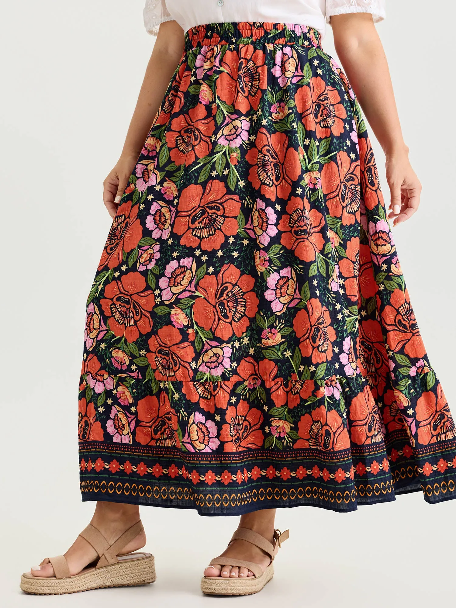 Vibrant Floral Print Flowy Maxi Skirt sold by Bloomchic product image thumbnail 2