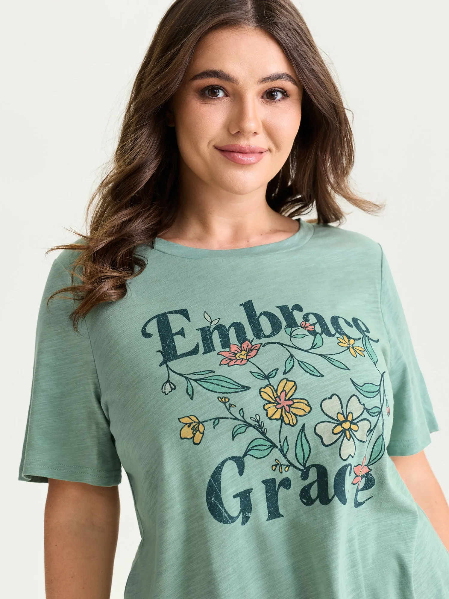 Cotton Embrace Grace Stretchy Round Neck T-Shirt sold by Bloomchic