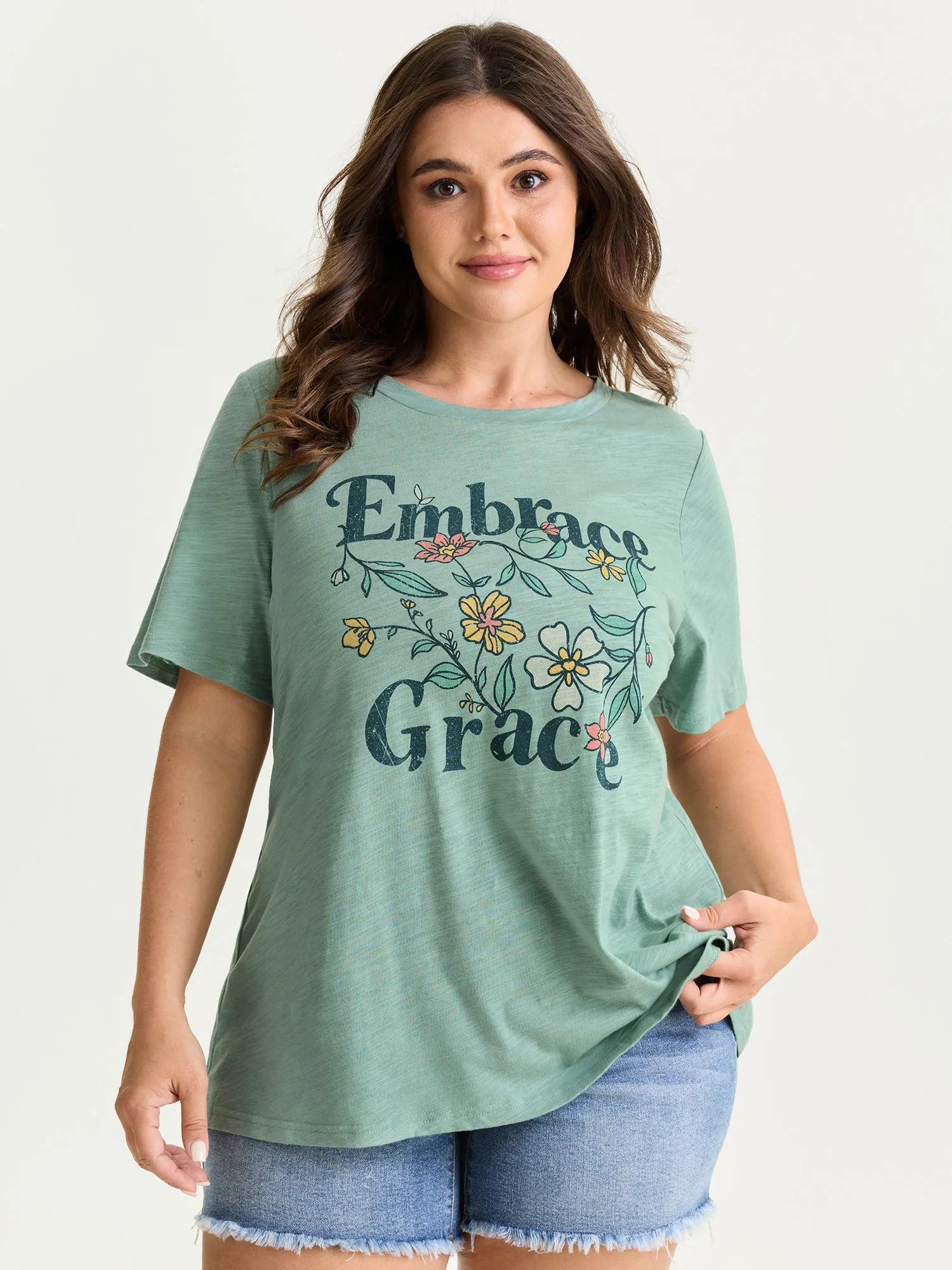 Cotton Embrace Grace Stretchy Round Neck T-Shirt sold by Bloomchic product image thumbnail 2