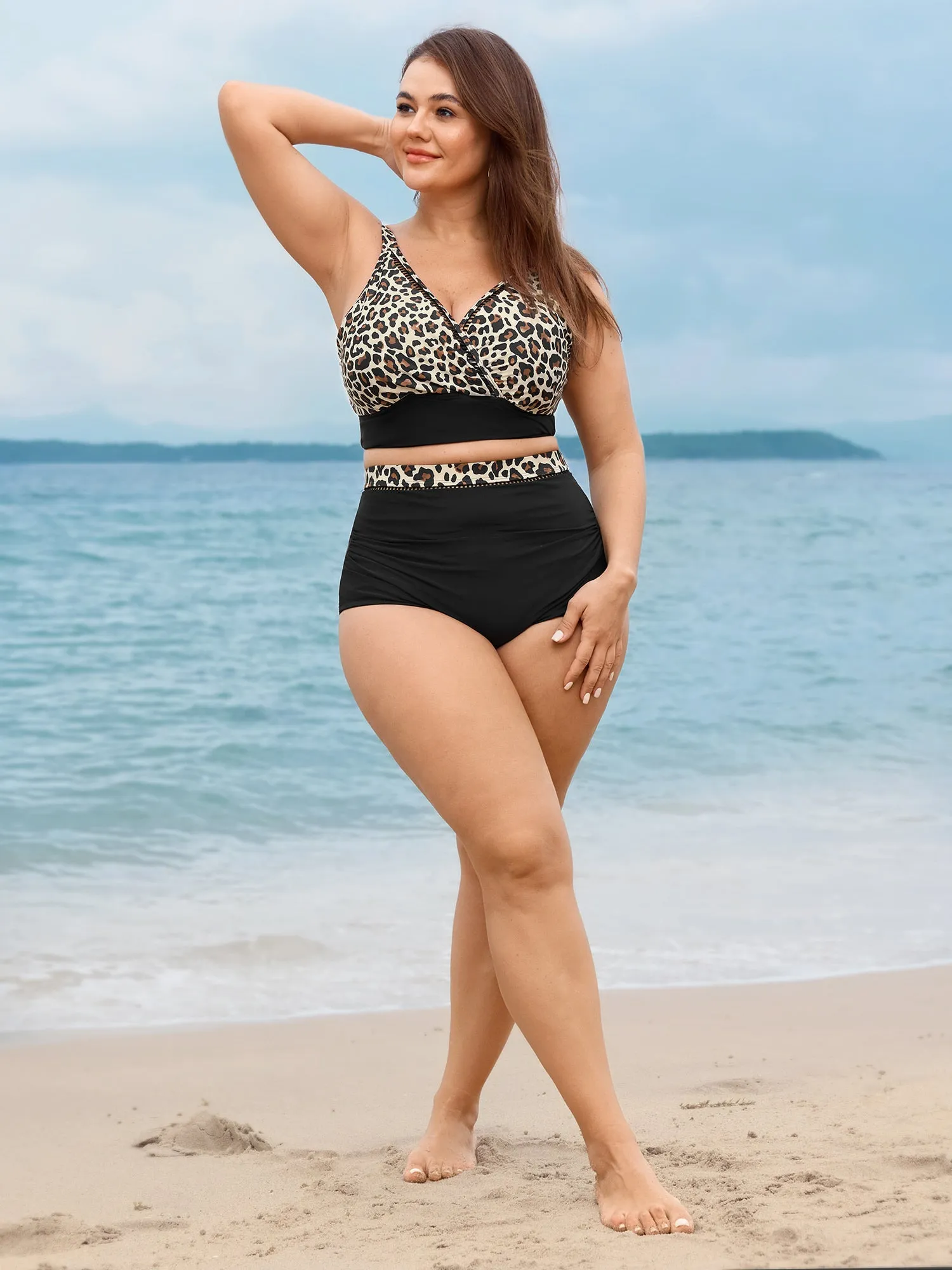 Leopard Print Contrast Swim Bottoms sold by Bloomchic product image thumbnail 3