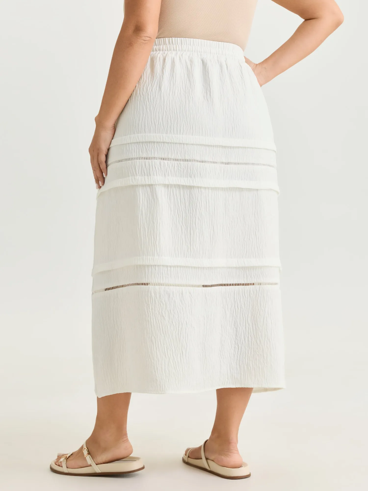 Lace Trim Tiered Drawstring Waist Maxi Skirt sold by Bloomchic product image thumbnail 5