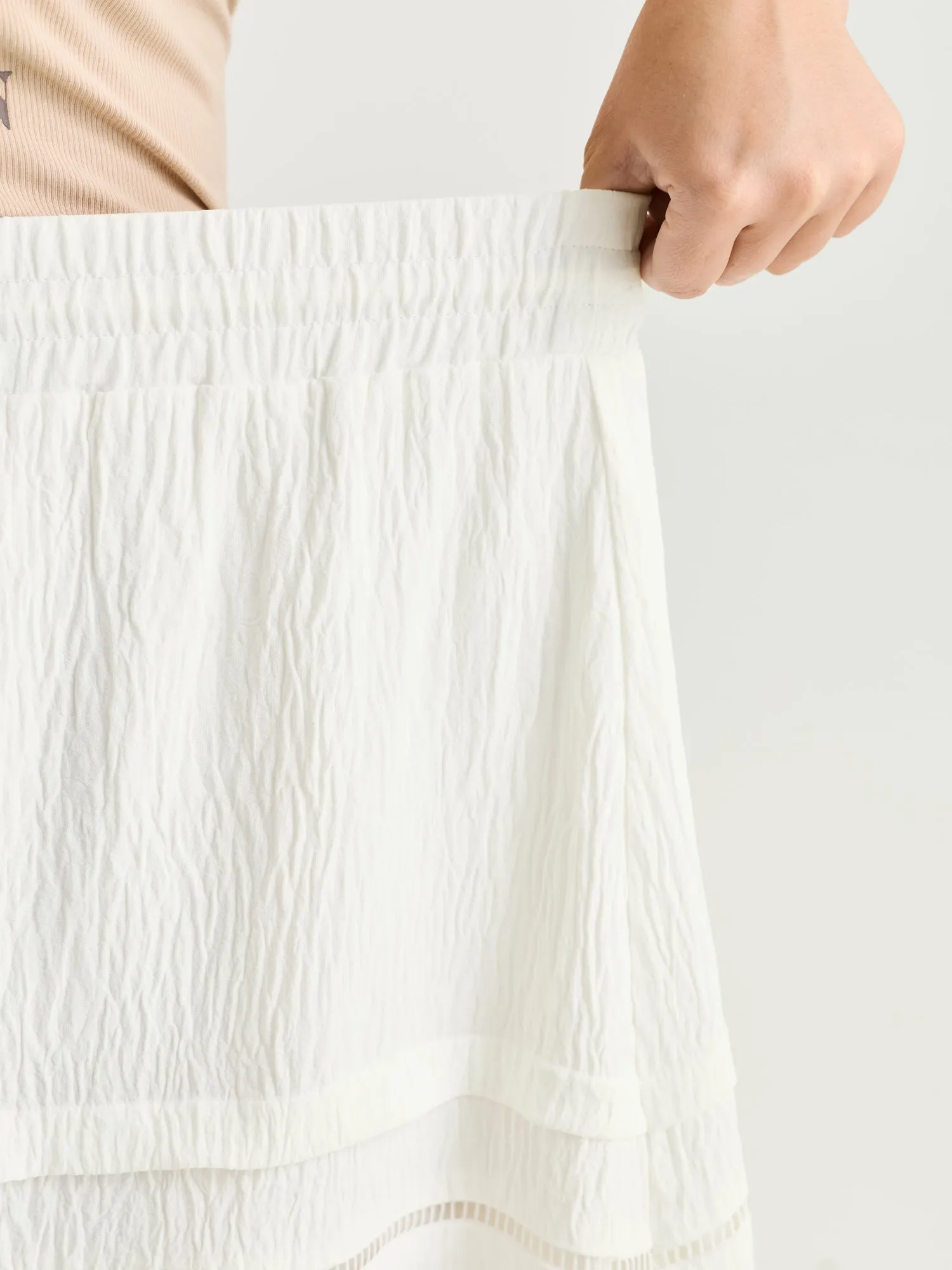 Lace Trim Tiered Drawstring Waist Maxi Skirt sold by Bloomchic product image thumbnail 3