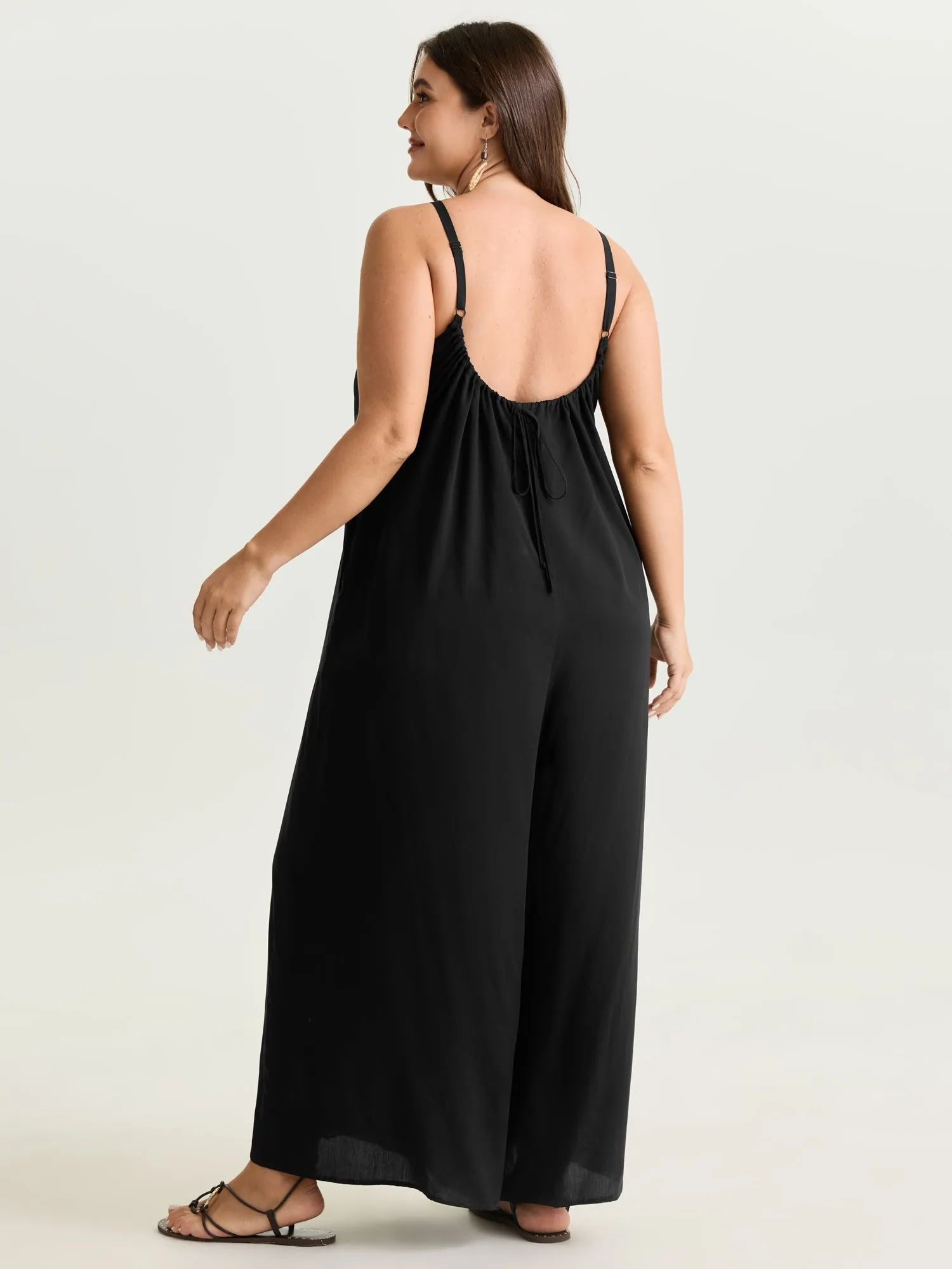 Backless Inclusive Flowy Fit Plain Lounge Jumpsuit sold by Bloomchic product image thumbnail 4