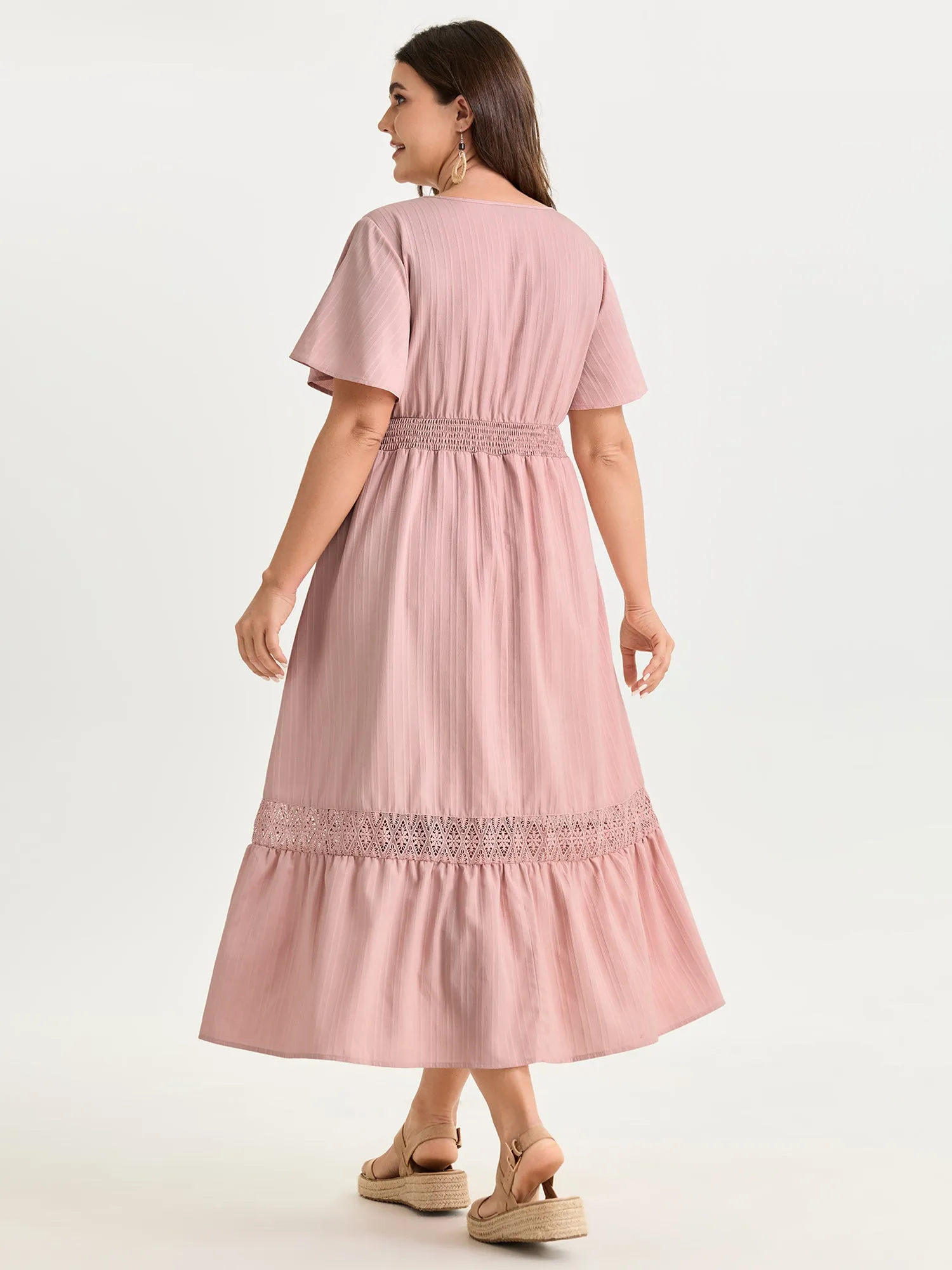 Lace Cinched-Waist V-Neckline Maxi Dress sold by Bloomchic product image thumbnail 4