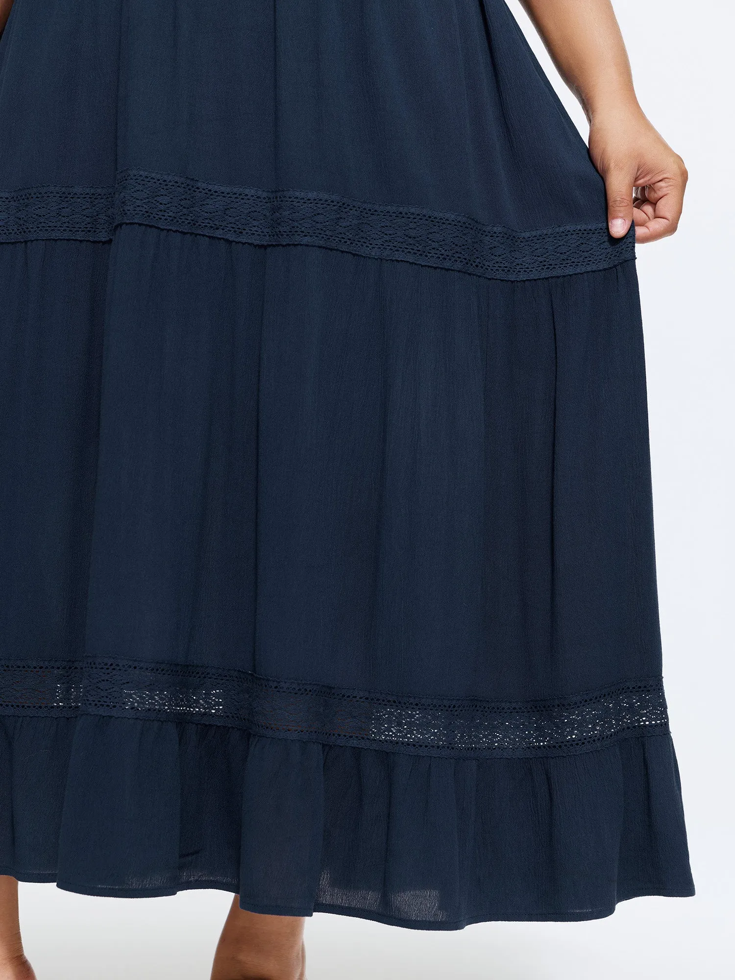 Supersoft Lace Trim Ruffled Sleeve Maxi Dress sold by Bloomchic product image thumbnail 3