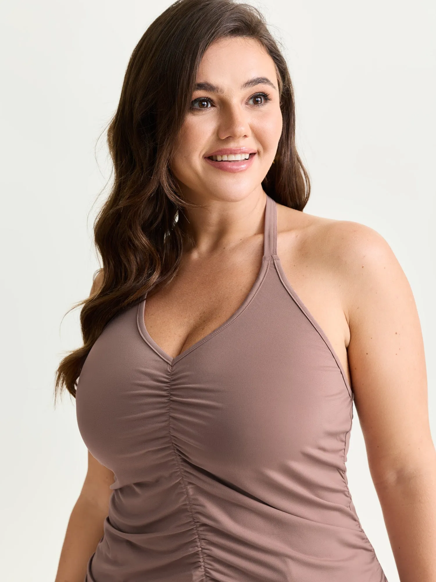Ruched Front V-Neck Fitted Tank Top sold by Bloomchic product image thumbnail 2